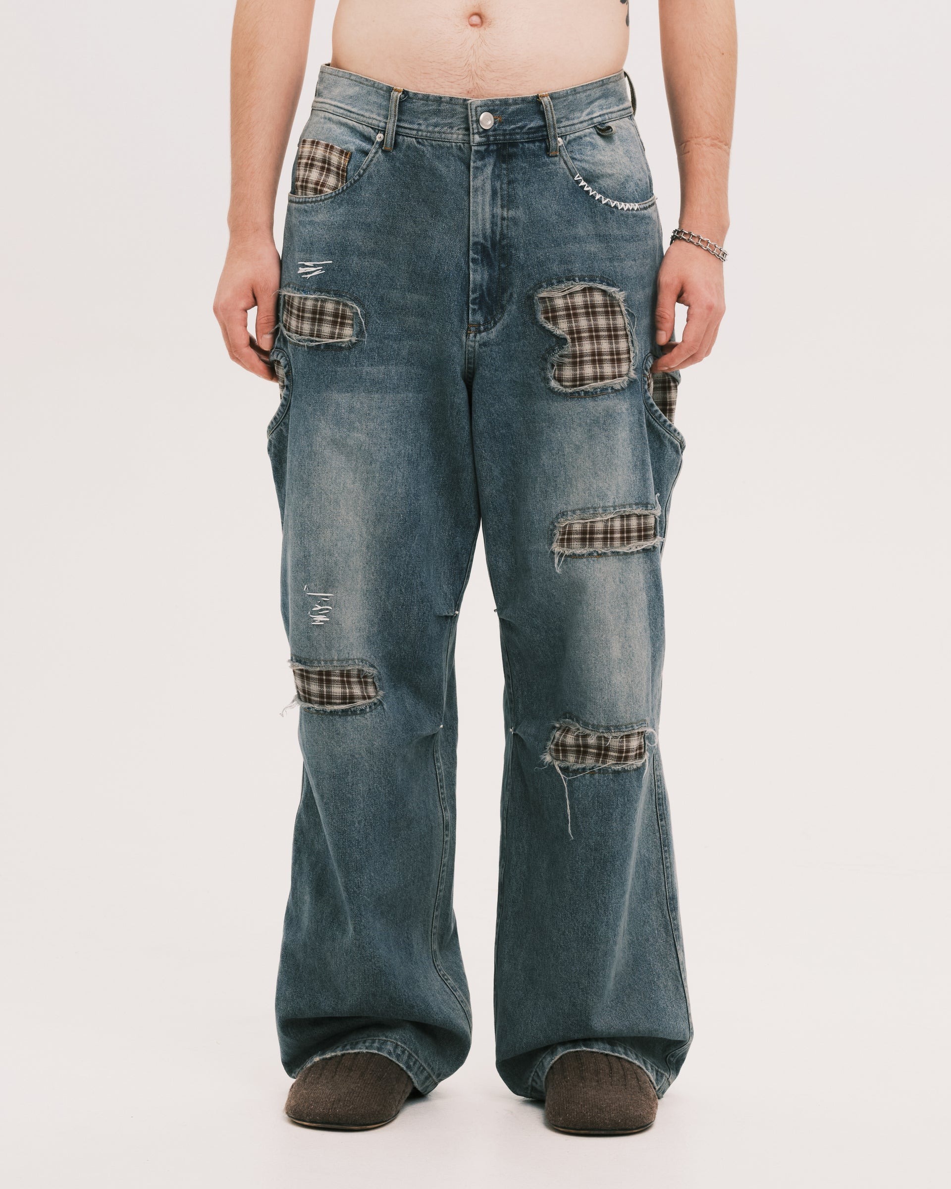 PLATEAU STUDIO｜Patch denim pants (Dirty denim)