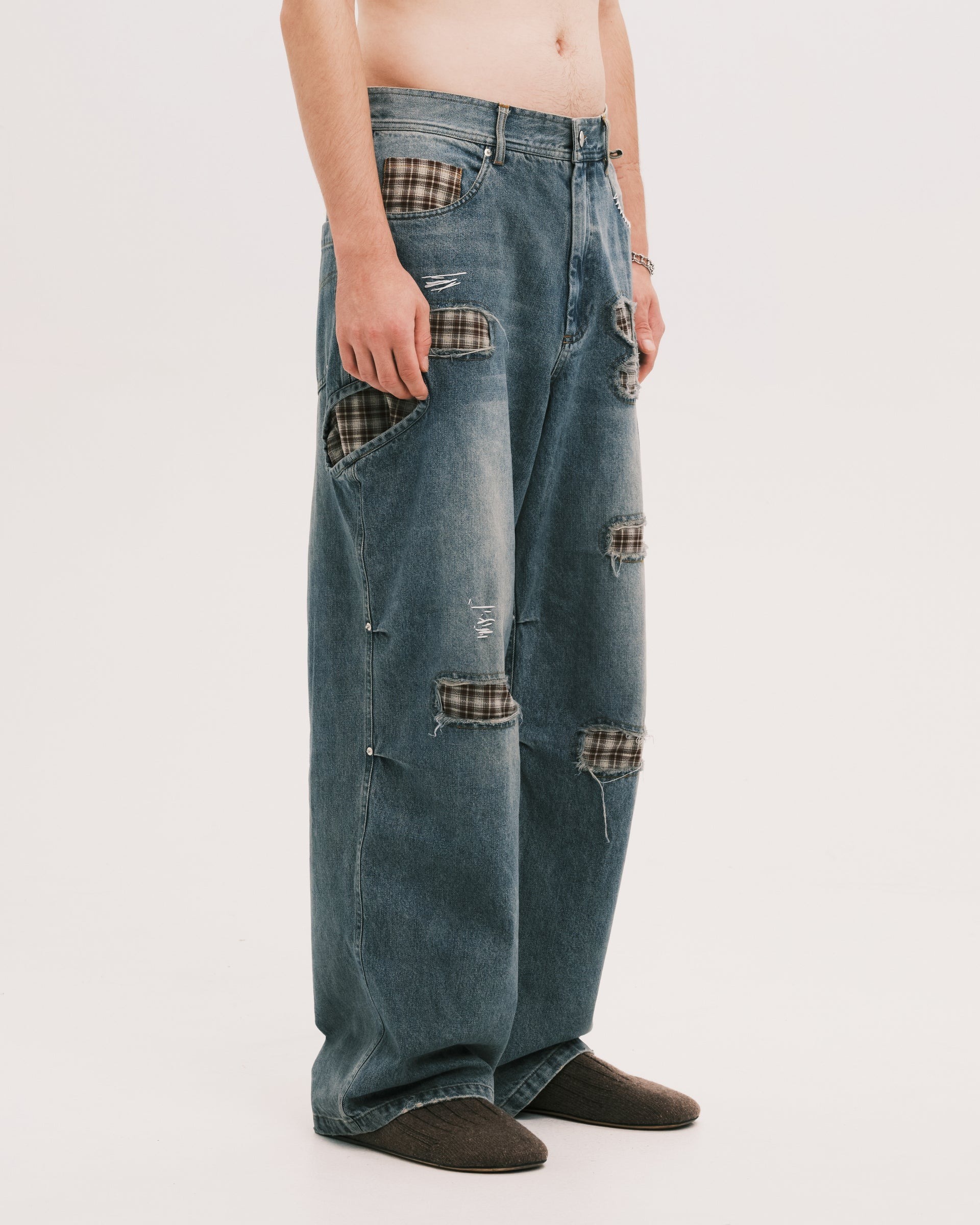 PLATEAU STUDIO｜Patch denim pants (Dirty denim)
