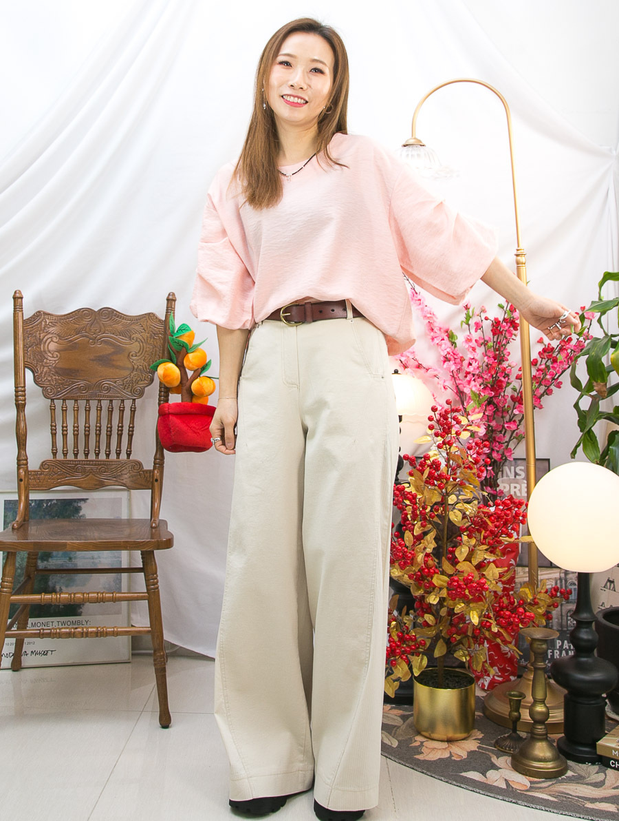 【5折起 Summer Sale】打摺泡泡手袖．光面麻棉料TOP【不設退換】【因SUMMER SALE訂單較多，需要7-10個工作天才安排出貨】