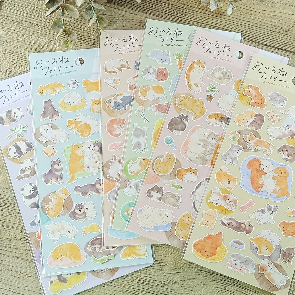 日本MIND WAVE．OHIRUNE FAMILY 手帳裝飾貼紙 共六款