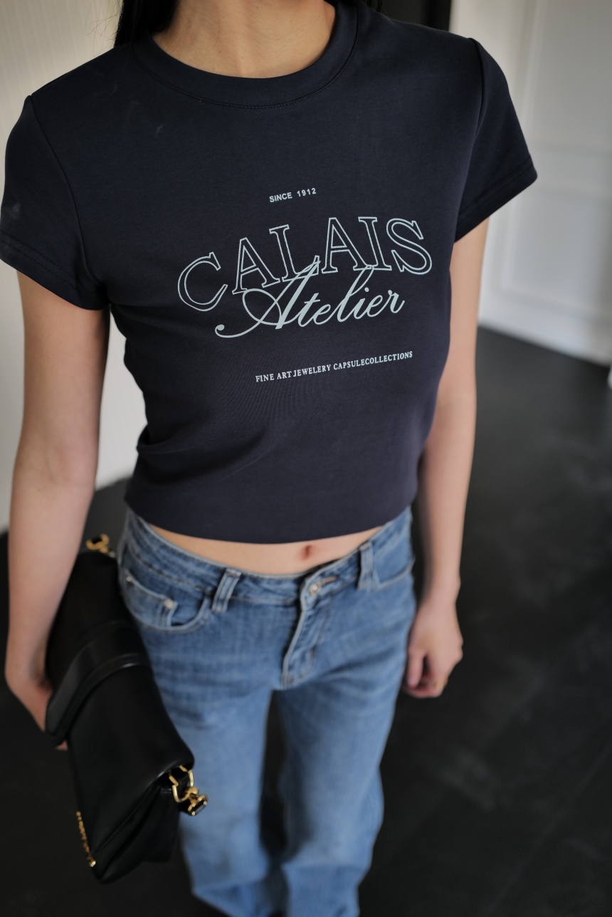 美式撞色字母圓領上衣*4色