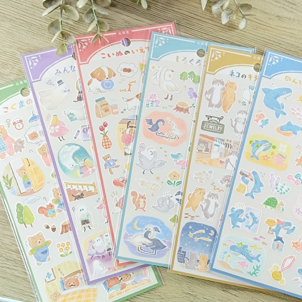 日本MIND WAVE．心波社の繪本 手帳裝飾貼紙 共六款