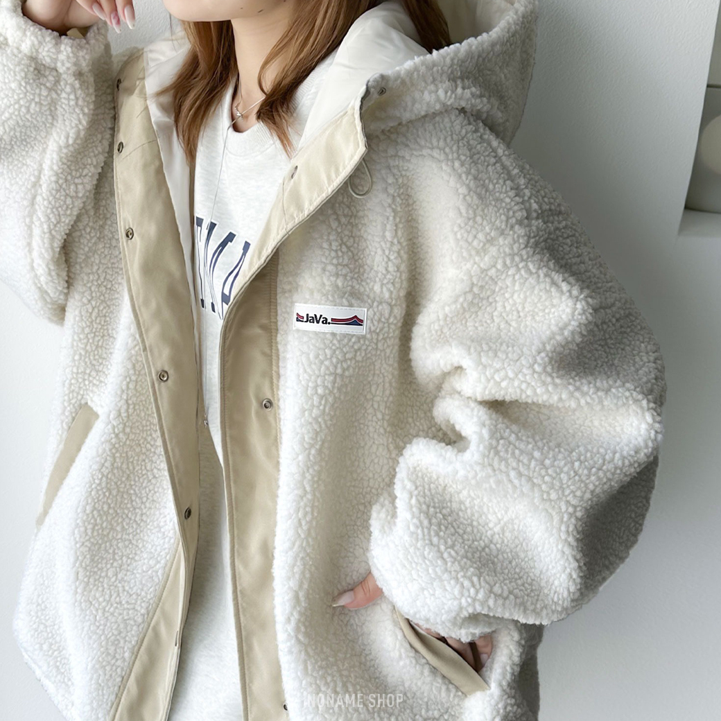 JAVA 日系 搖粒絨 保暖 連帽 外套 三色 (女款)
