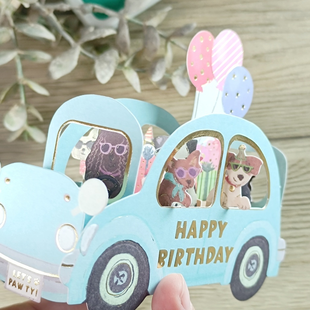 日本Greeting Life．生日派對車車立體賀卡 汽車 EC-34