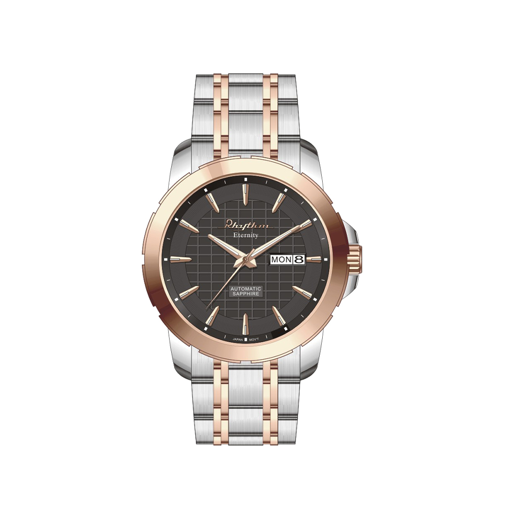 【Rhythm 麗聲】都市文青帶星期日期機械不鏽鋼錶帶手錶-A1301S-