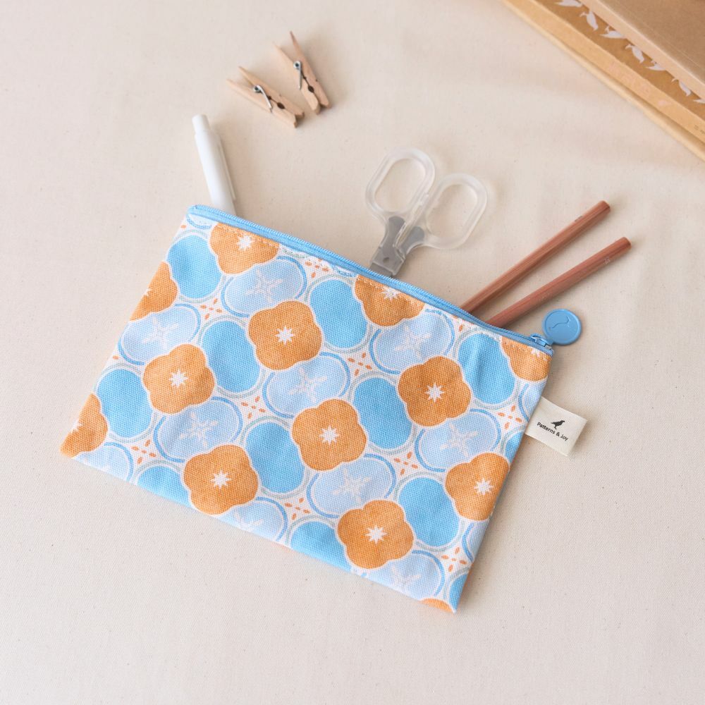 Zipper Flat Pouch - L14/Old Ceramic Tile No.2/Glass Marbles