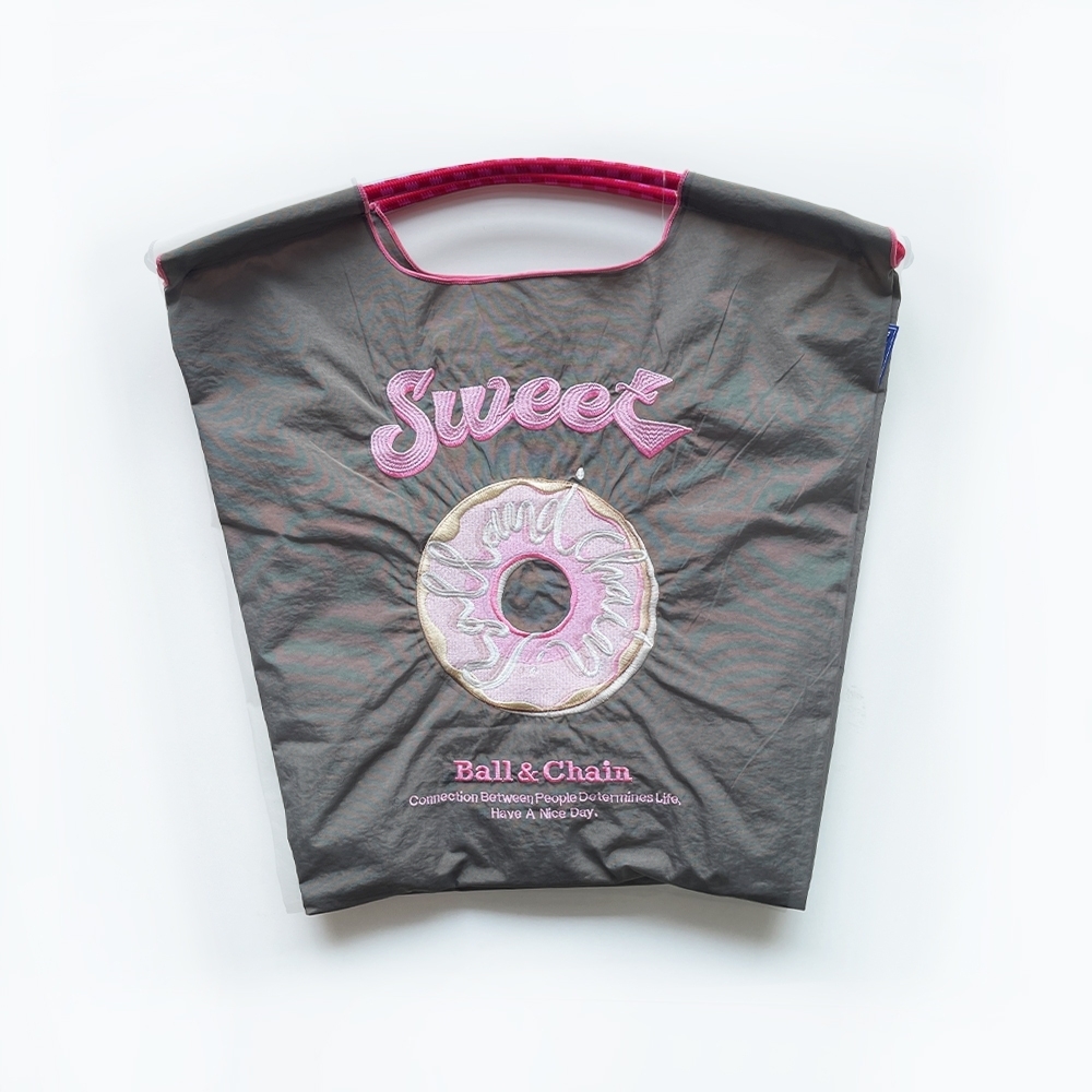Ball＆Chain 刺繡環保購物袋 M號 - 深灰 (30100561)