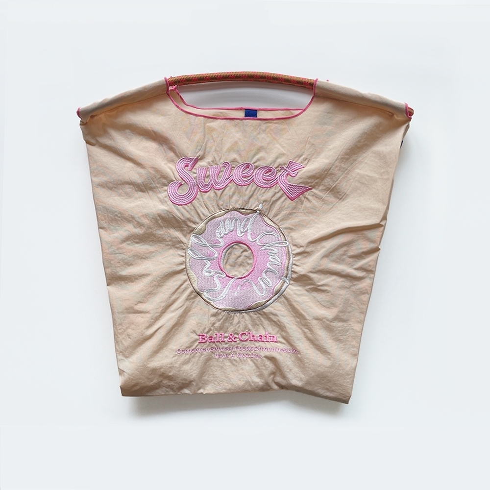 Ball＆Chain 刺繡環保購物袋 M號 - 粉膚 (30100503)