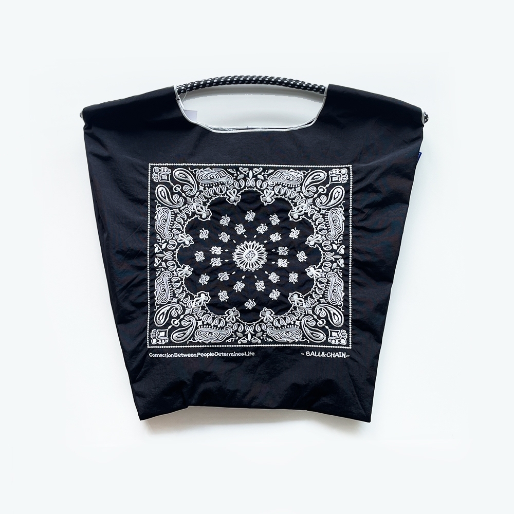Ball＆Chain 刺繡環保購物袋 M號 - 黑/白 (30100801)