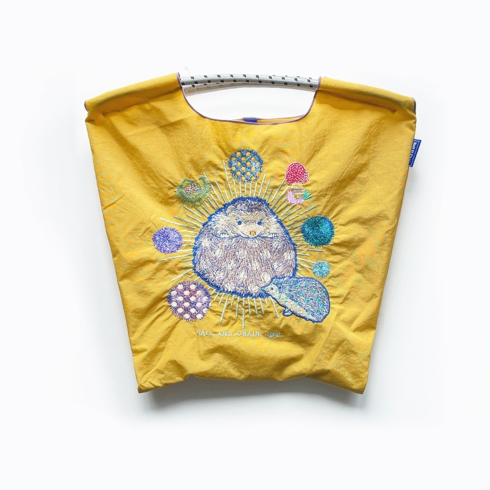 Ball＆Chain 刺繡環保購物袋 M號 - 黃 (31300820)