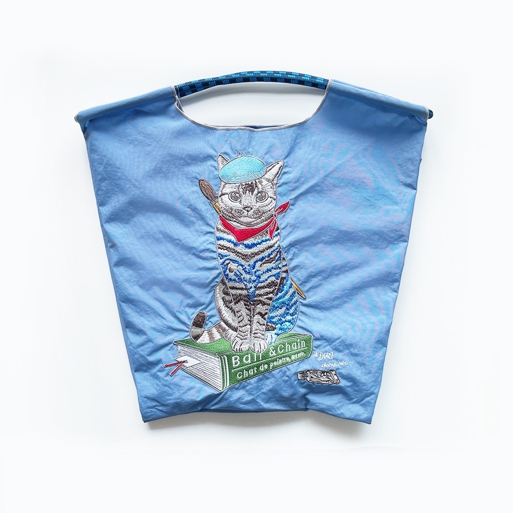 Ball＆Chain 刺繡環保購物袋 M號 - 淺藍 (31300926)