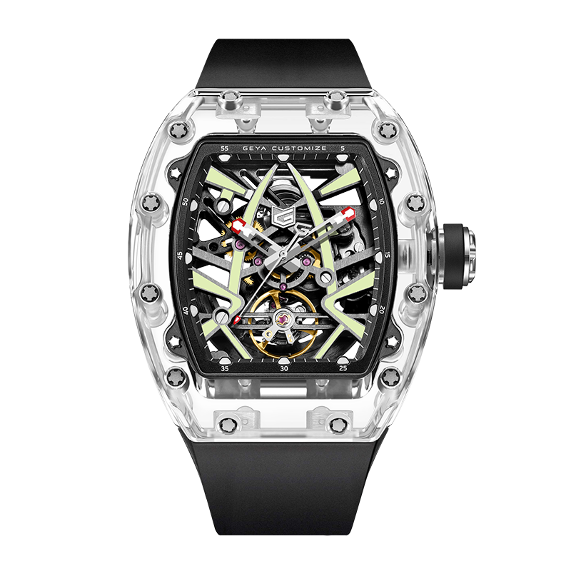 【GEYA格雅】珠穆朗瑪峰系列 G78171GWKT/G78171GWKK 酒桶款 雙面鏤空 TR90錶殼 動力儲存 機械 手錶