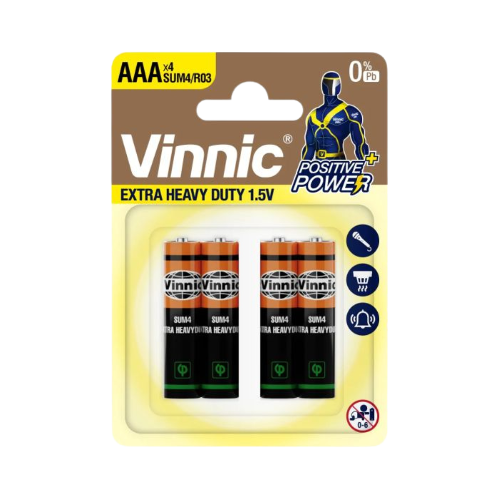 Vinnic AAA高功率碳性電池  (1.5V) 4粒裝 SUM4/R03