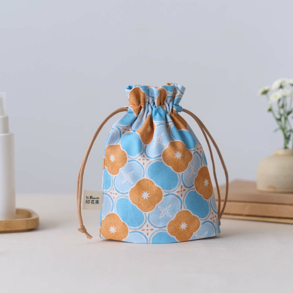 Small Purse-String Bag/Old Ceramic Tile No.10/Green Bathhouse