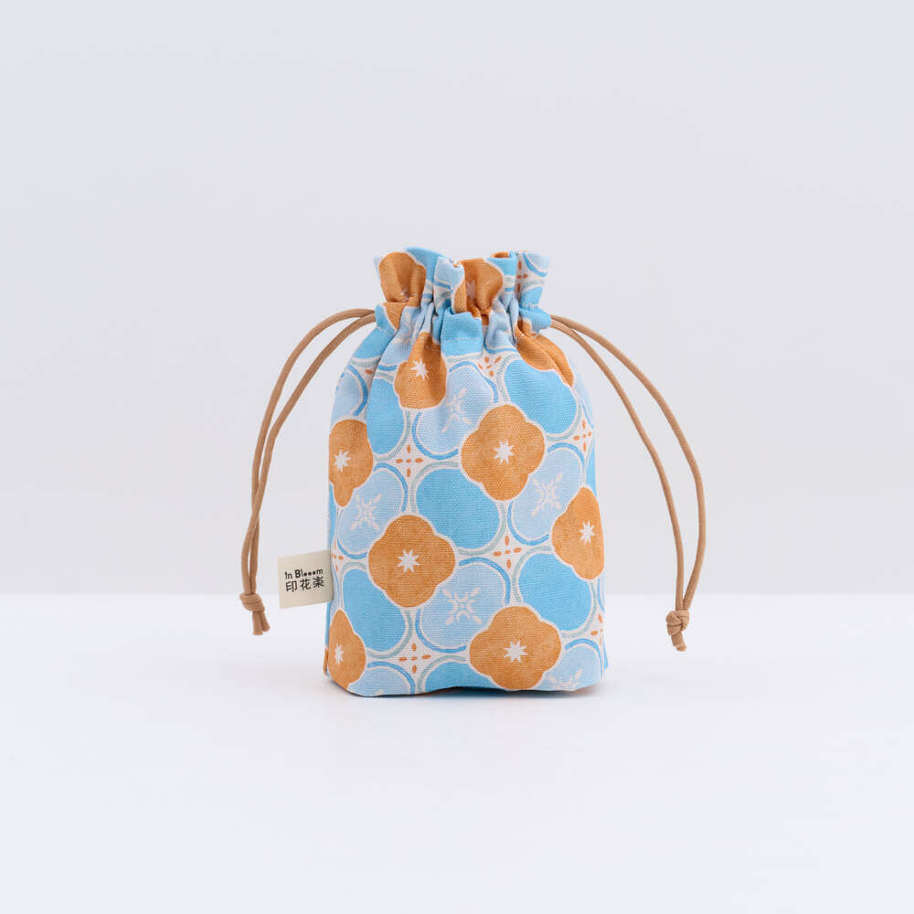 Small Purse-String Bag/Old Ceramic Tile No.10/Green Bathhouse