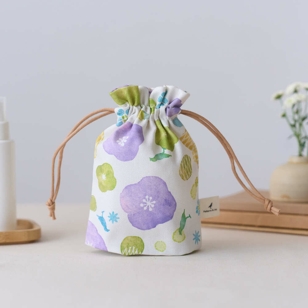 Small Purse-String Bag/Old Ceramic Tile No.10/Green Bathhouse