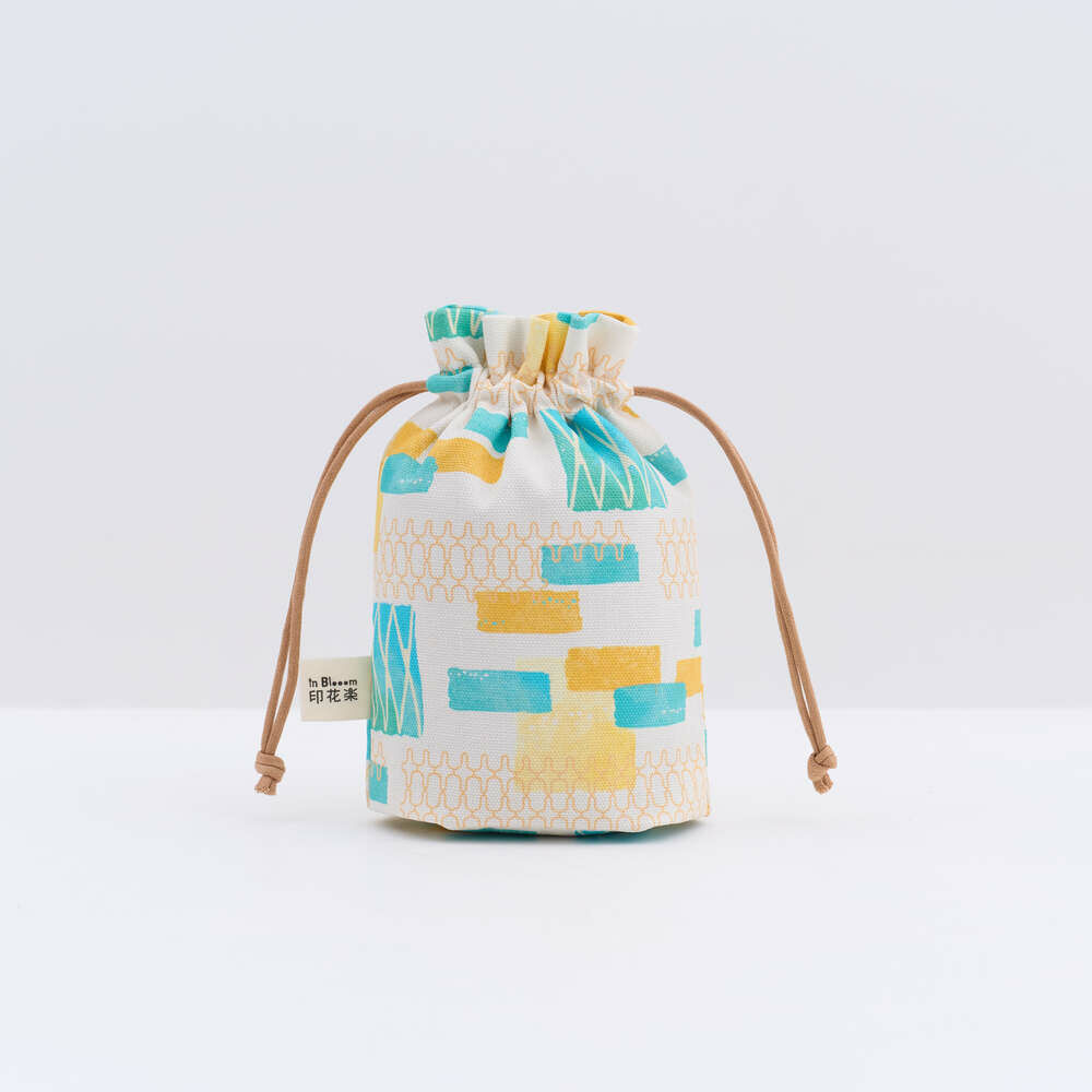 Small Purse-String Bag/Old Ceramic Tile No.10/Green Bathhouse