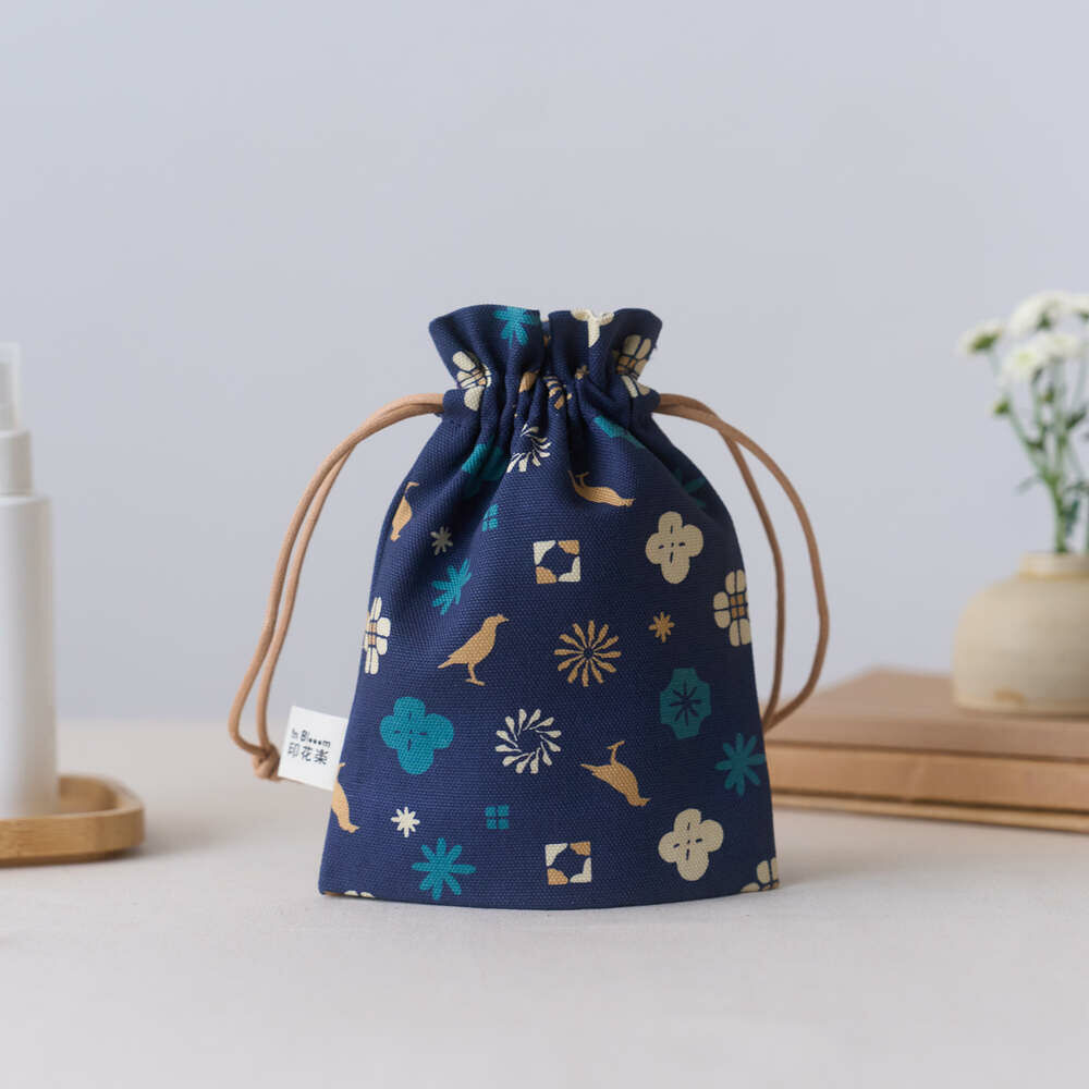 Small Purse-String Bag/Old Ceramic Tile No.10/Green Bathhouse