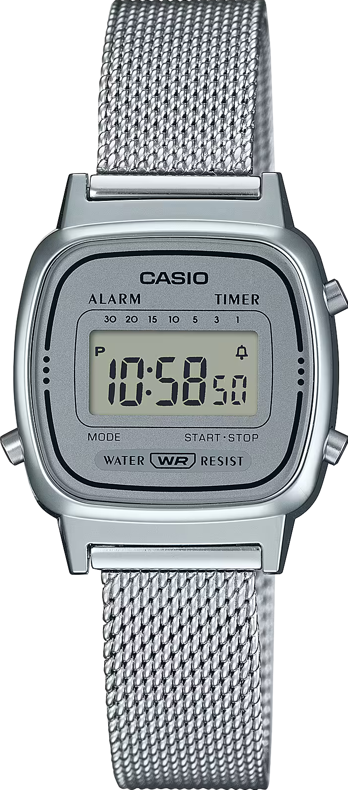 萬年鐘錶 - 卡西歐  CASIO  小錶面復古銀色電子錶 女錶 LA670WEM-7 錶徑 24.6MM