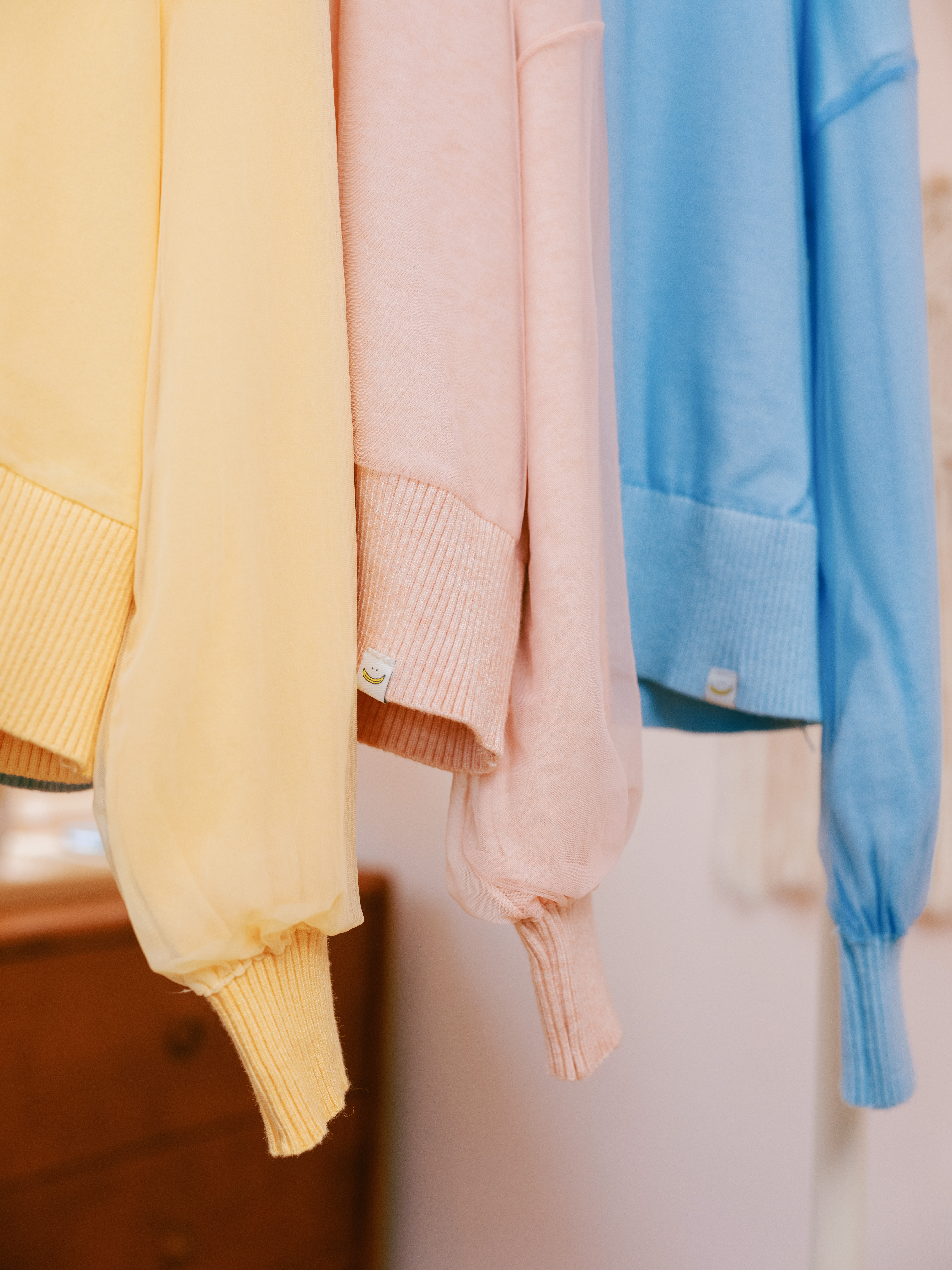 四色／薄紗泡泡袖針織外套／Tulle Puff Sleeves Cardigan