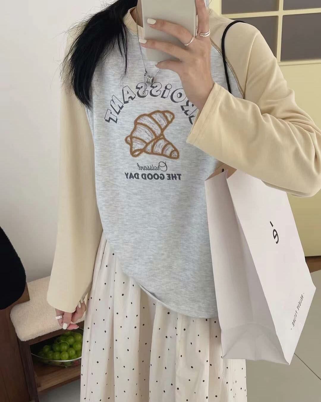 【休閒又可愛的撞色可頌造型棉tee】（現貨）