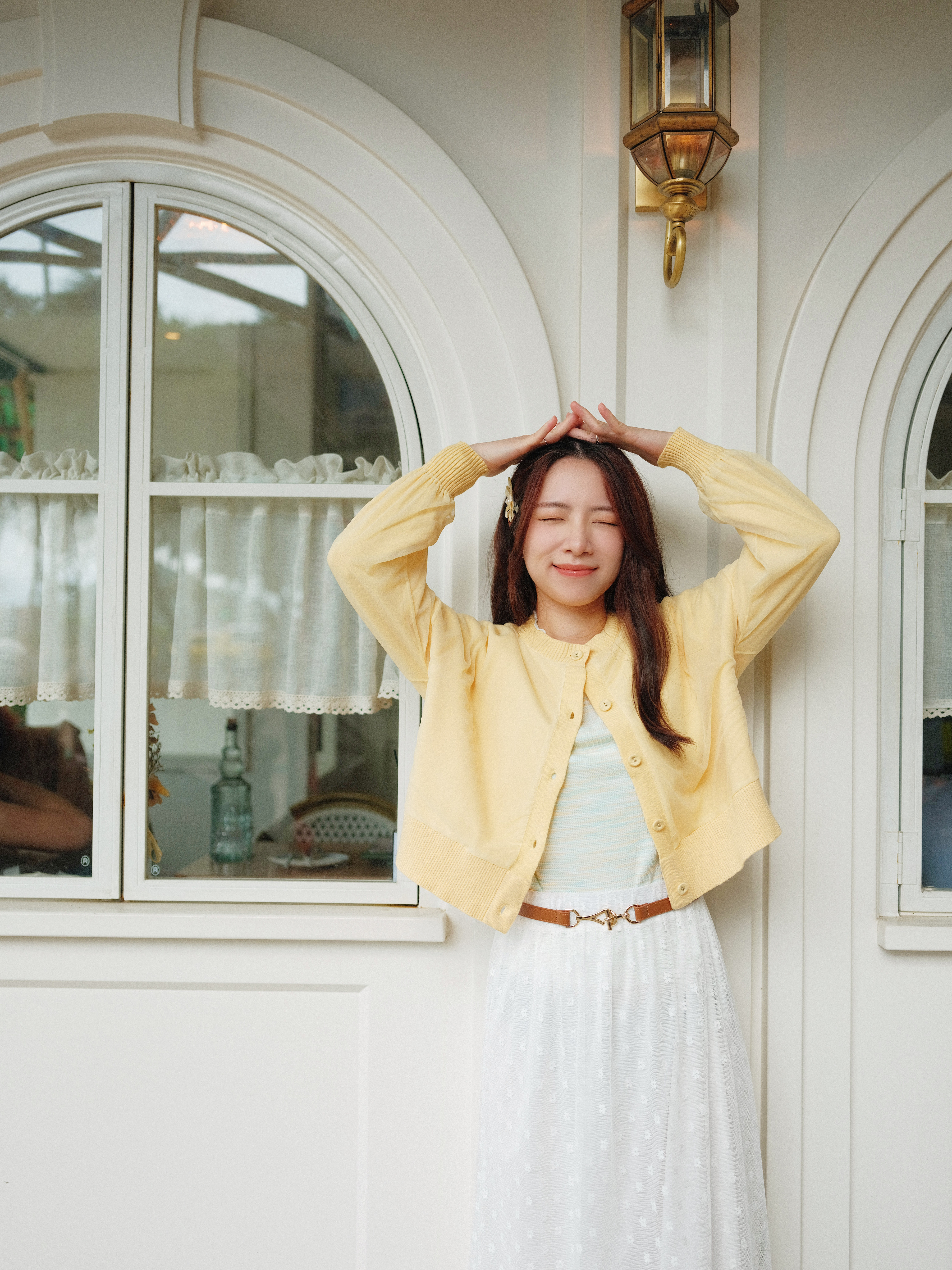 四色／薄紗泡泡袖針織外套／Tulle Puff Sleeves Cardigan