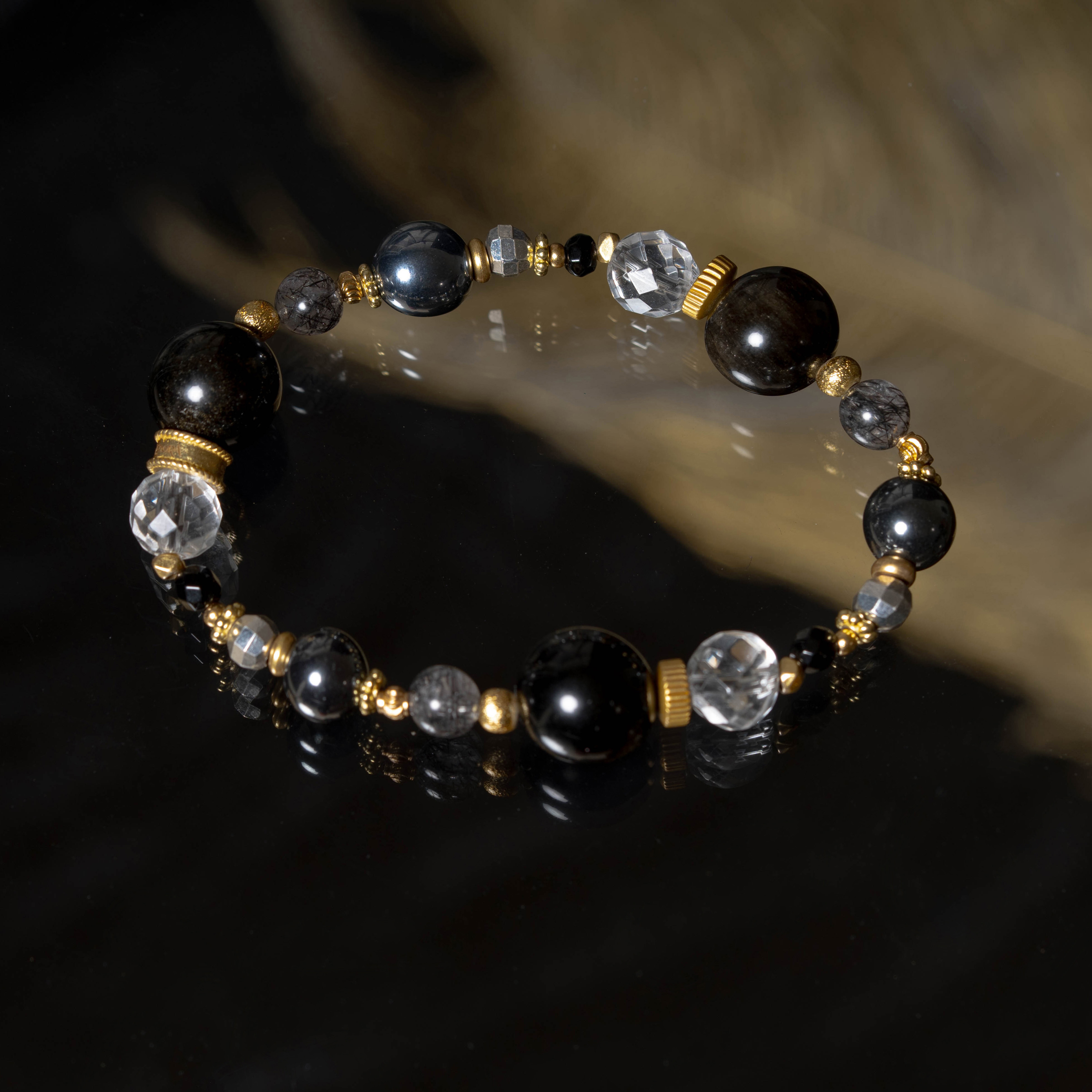 Power Of Rain｜金曜石黑髮晶黑瑪瑙手鍊C1695