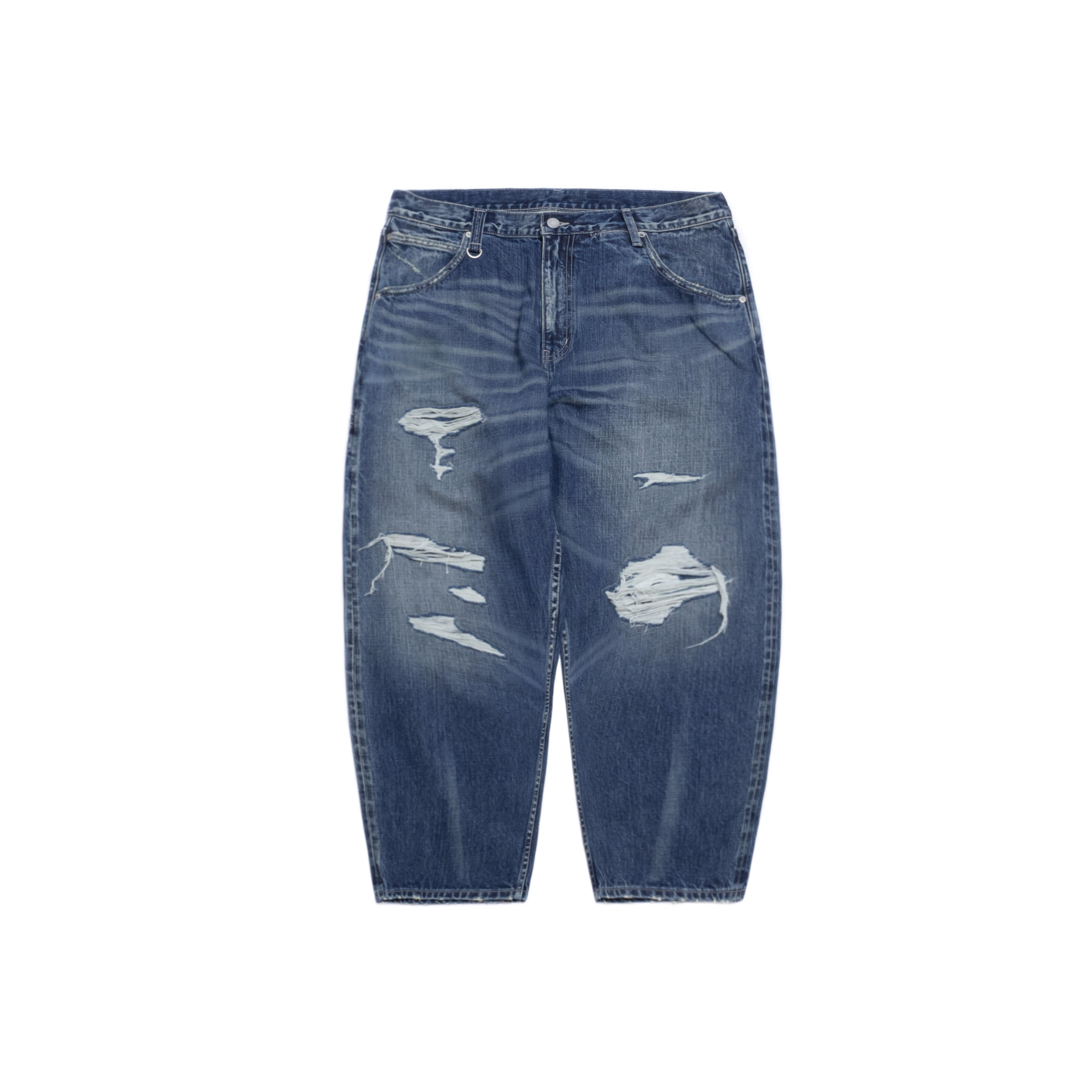 PERSEVERE DESTROYED EFFECT SELVEDGE DENIM JEANS ( 5TH ANNIVERSARY LIMITED ) - WASHED BLUE