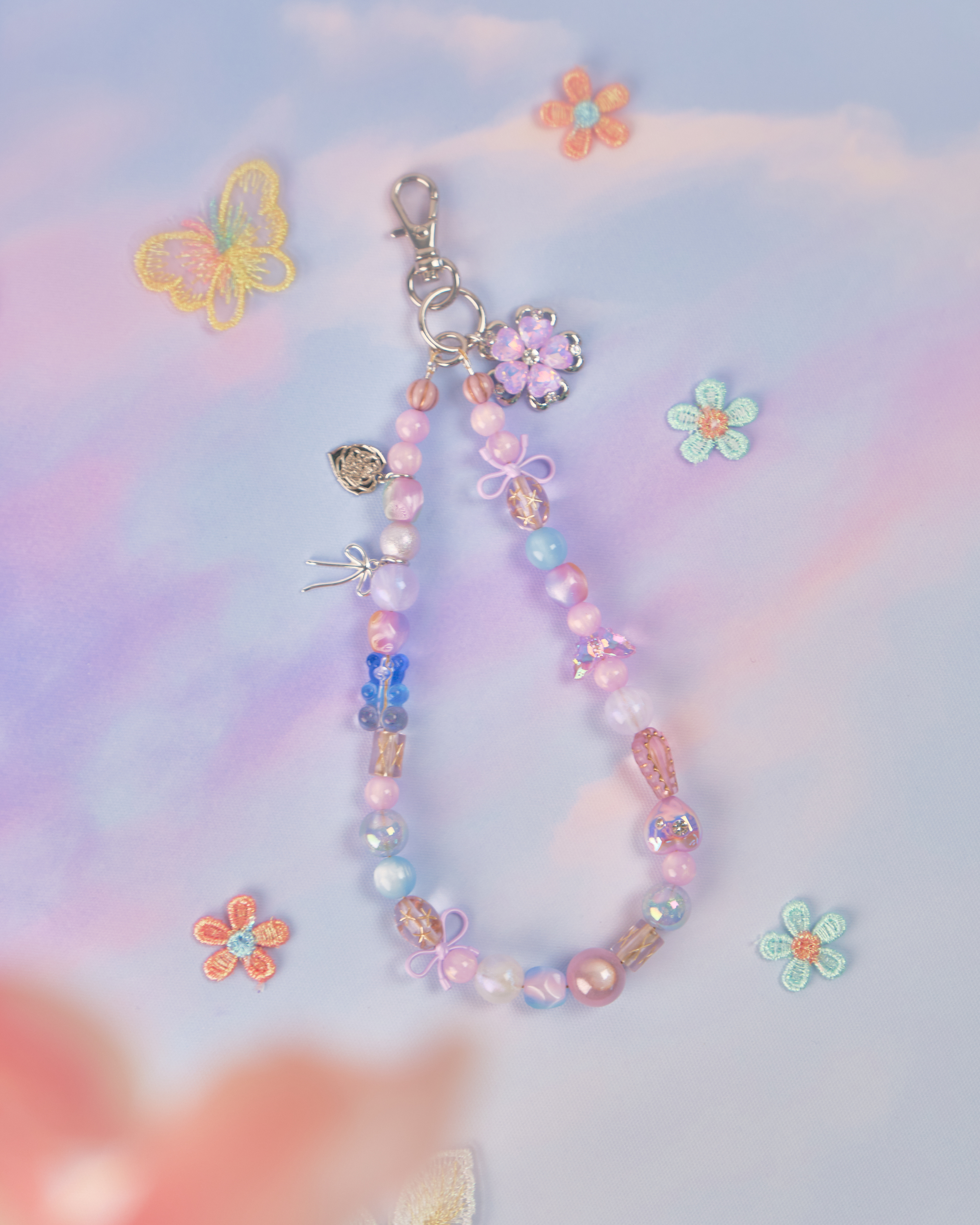 11669 油彩風電鍍穿珠短手機鏈