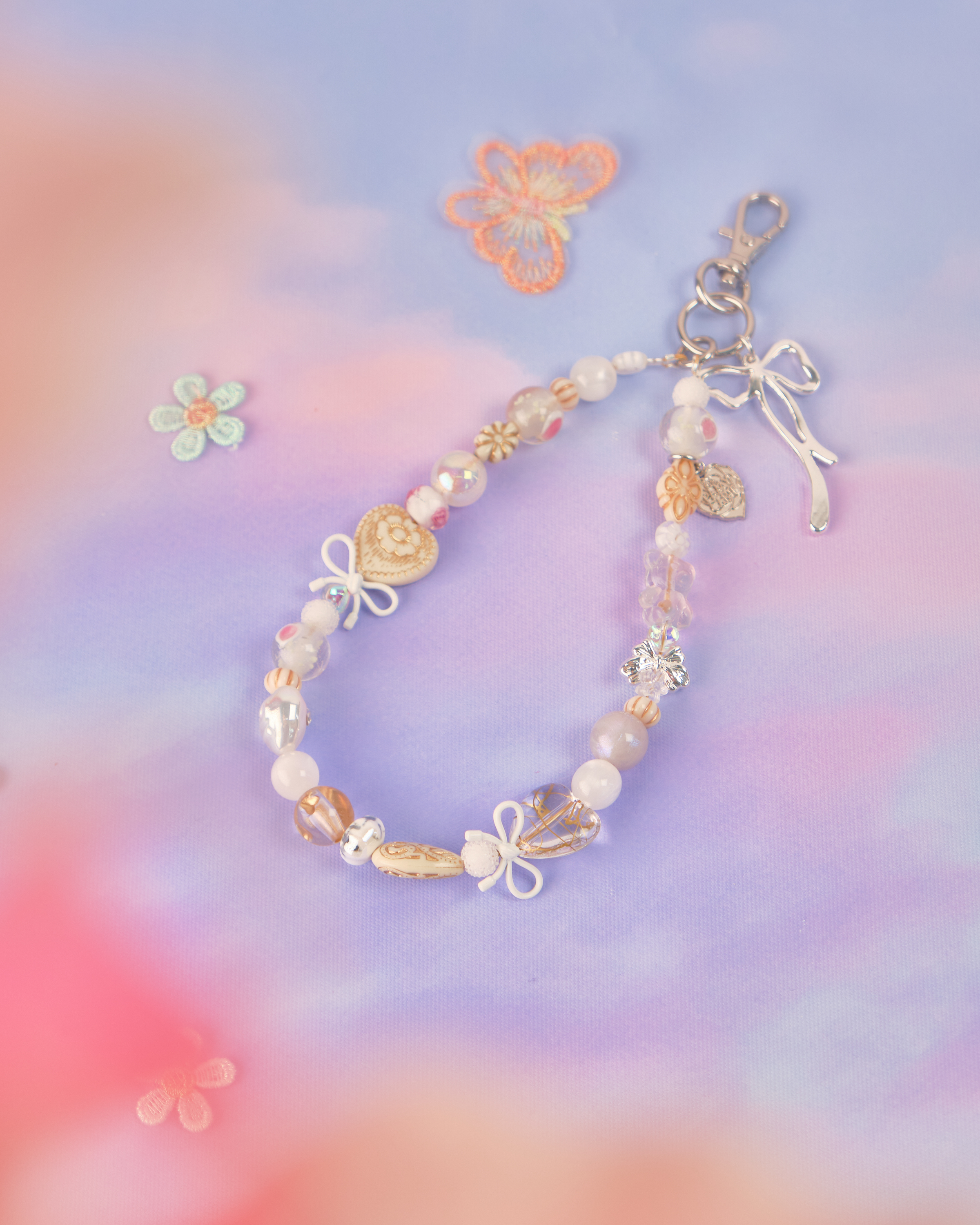 11668 Oil Painting Style Electroplating Beads Phone Strap