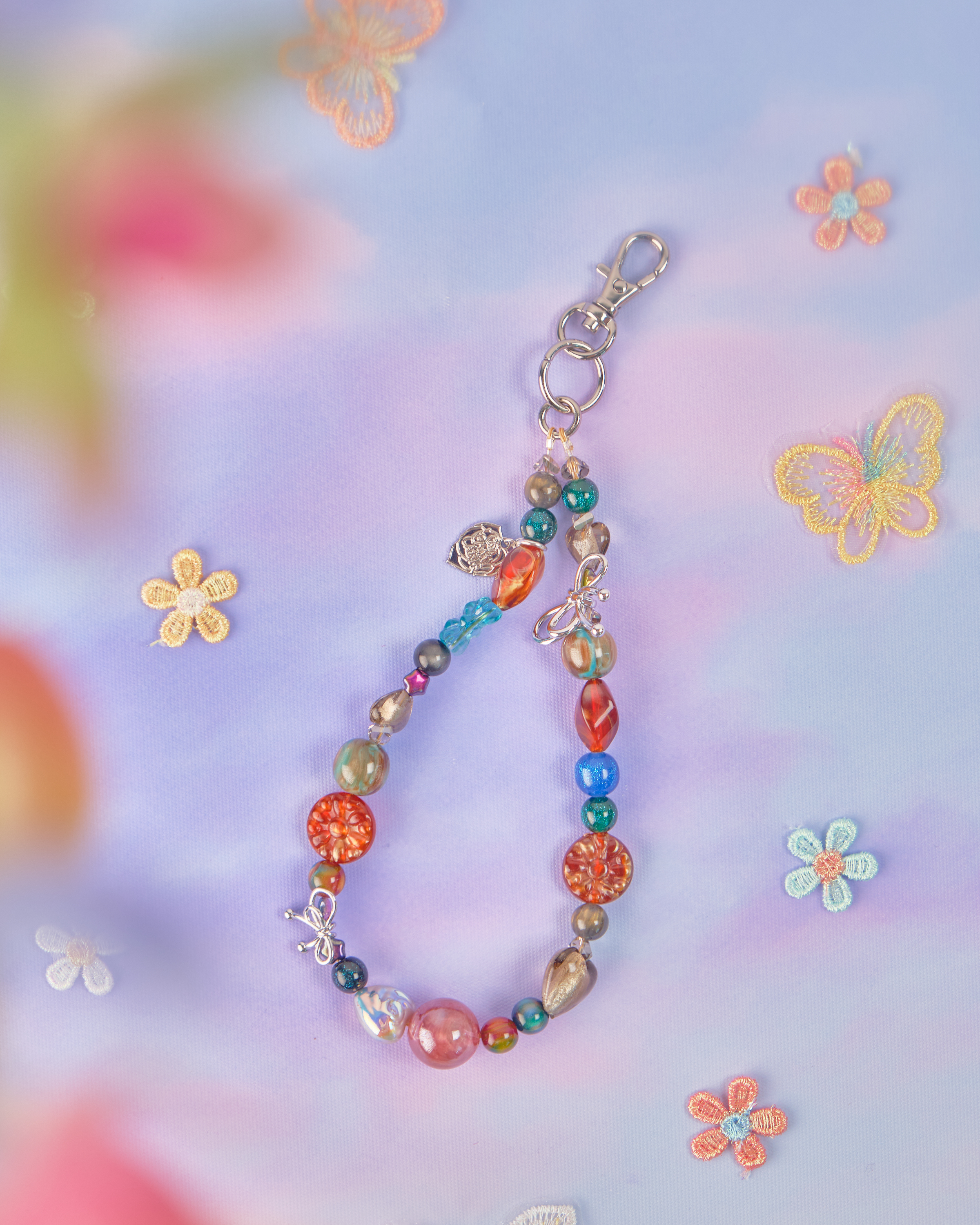 11667 Oil Painting Style Electroplating Beads Phone Strap