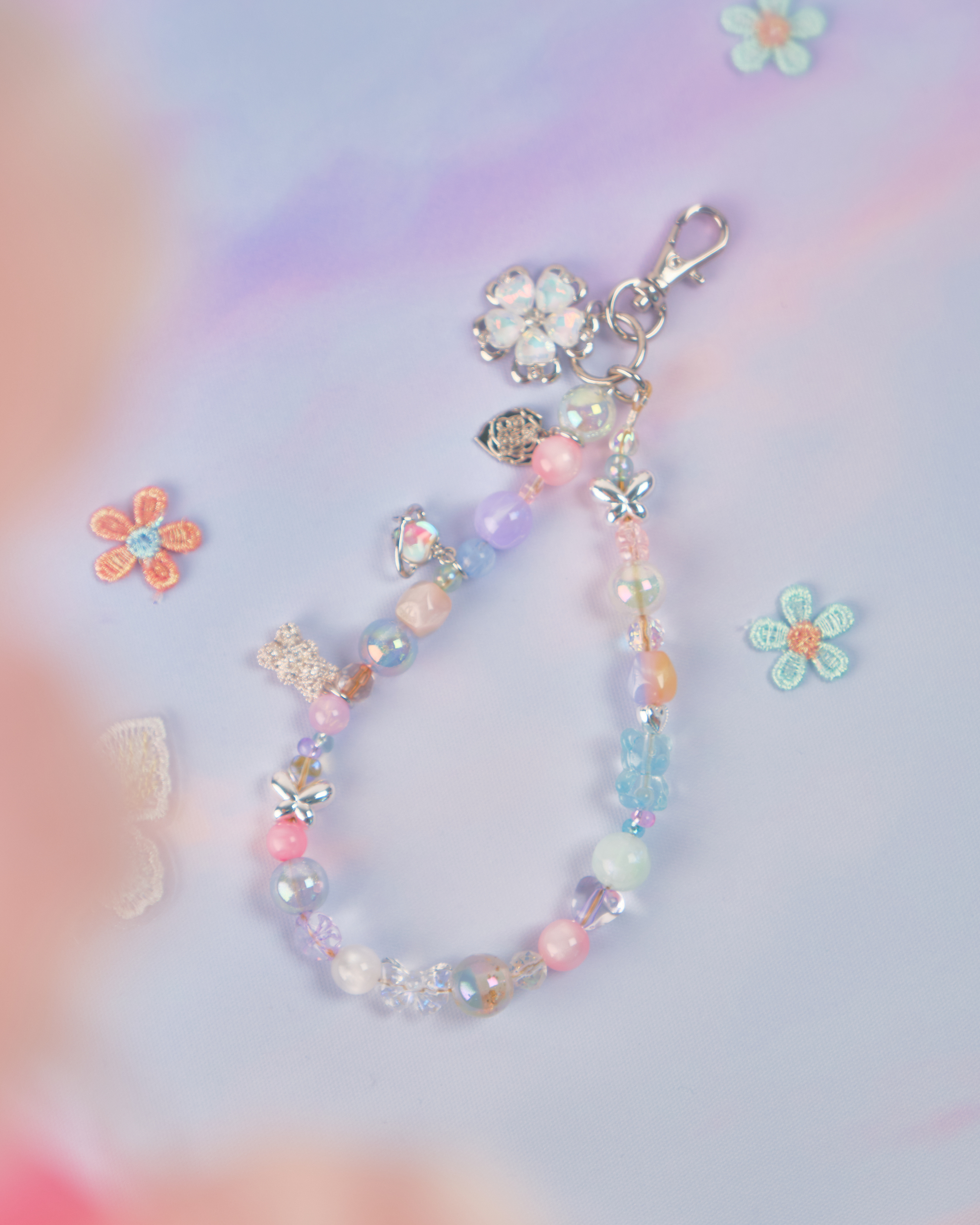 11666 油彩風電鍍穿珠短手機鏈