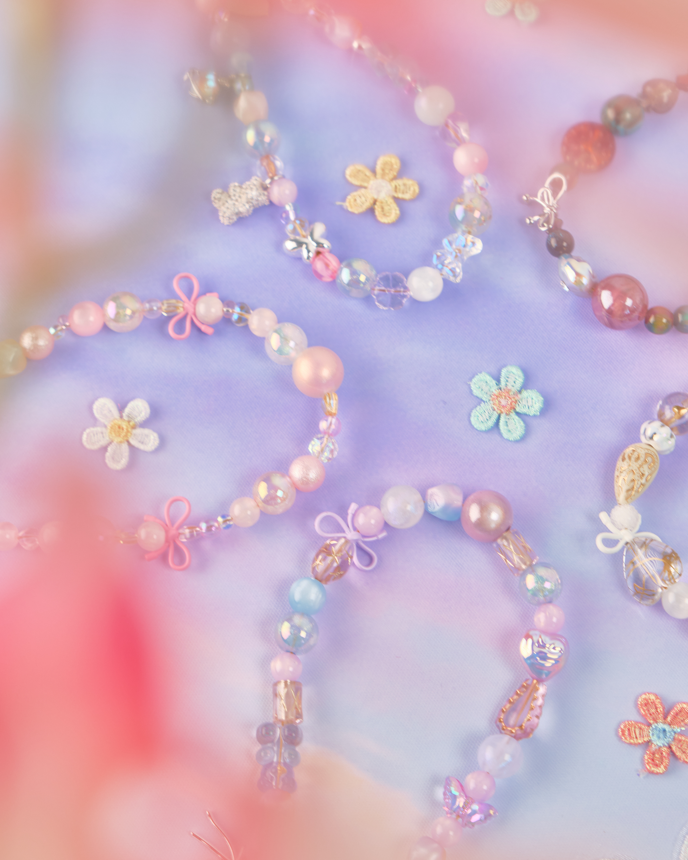 11669 油彩風電鍍穿珠短手機鏈