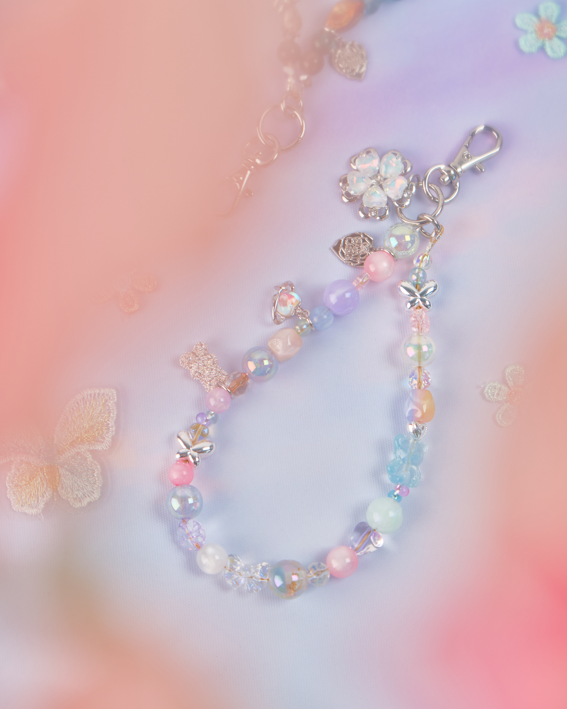 11666 油彩風電鍍穿珠短手機鏈