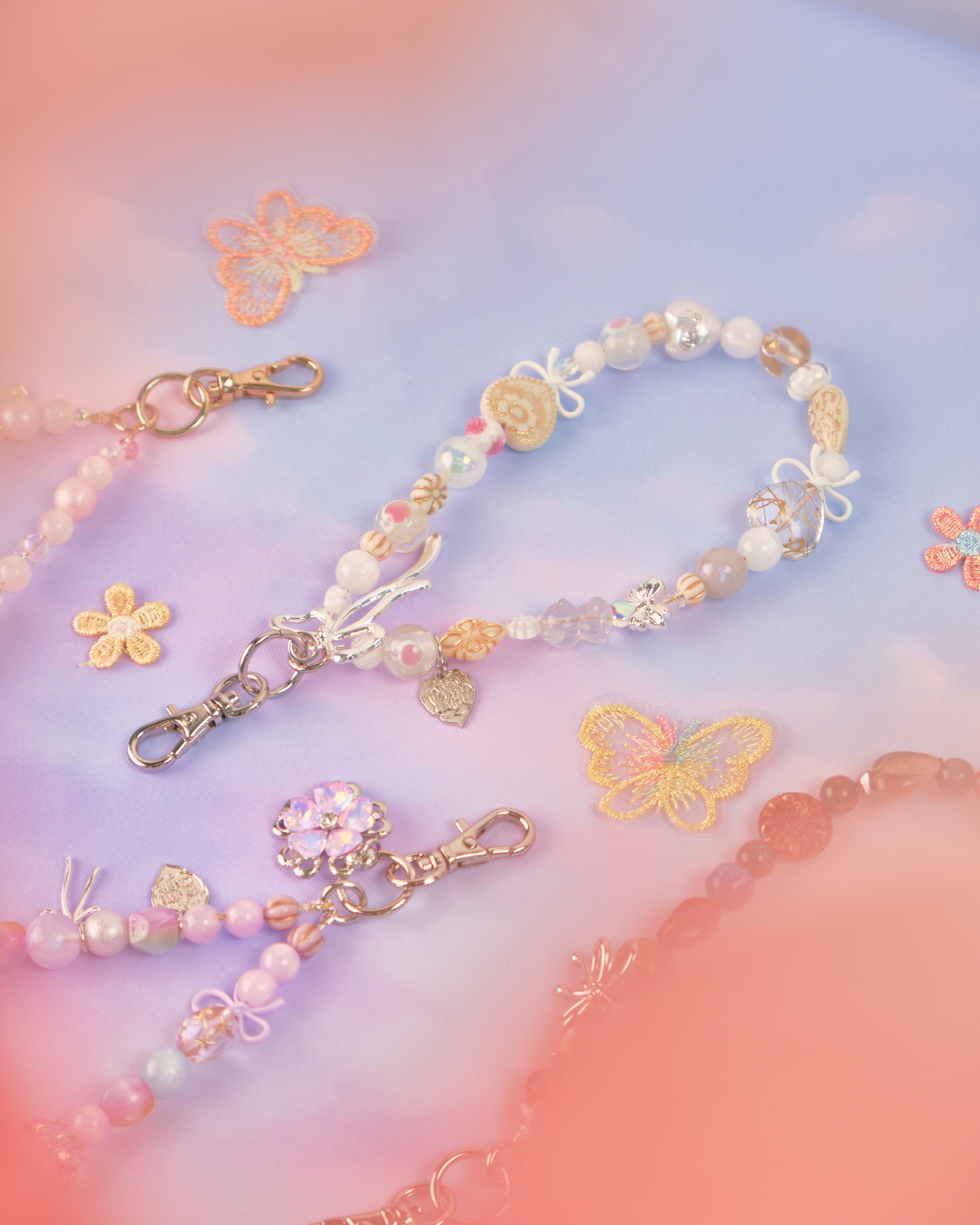 11668 Oil Painting Style Electroplating Beads Phone Strap