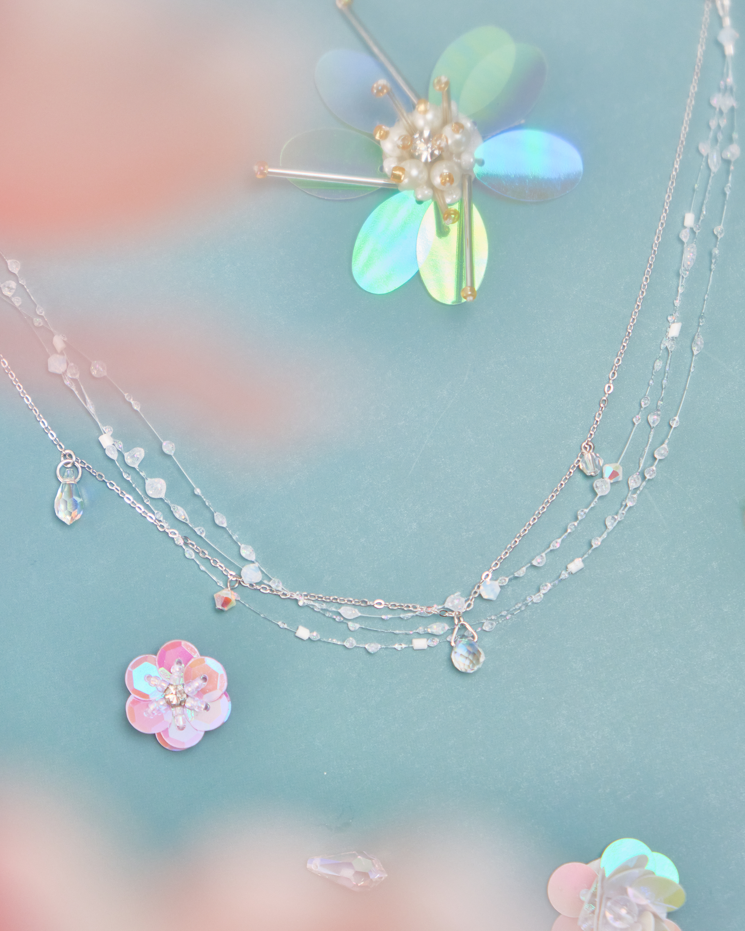 11692 Resin Colorful Dewdrop S925 Short Necklace