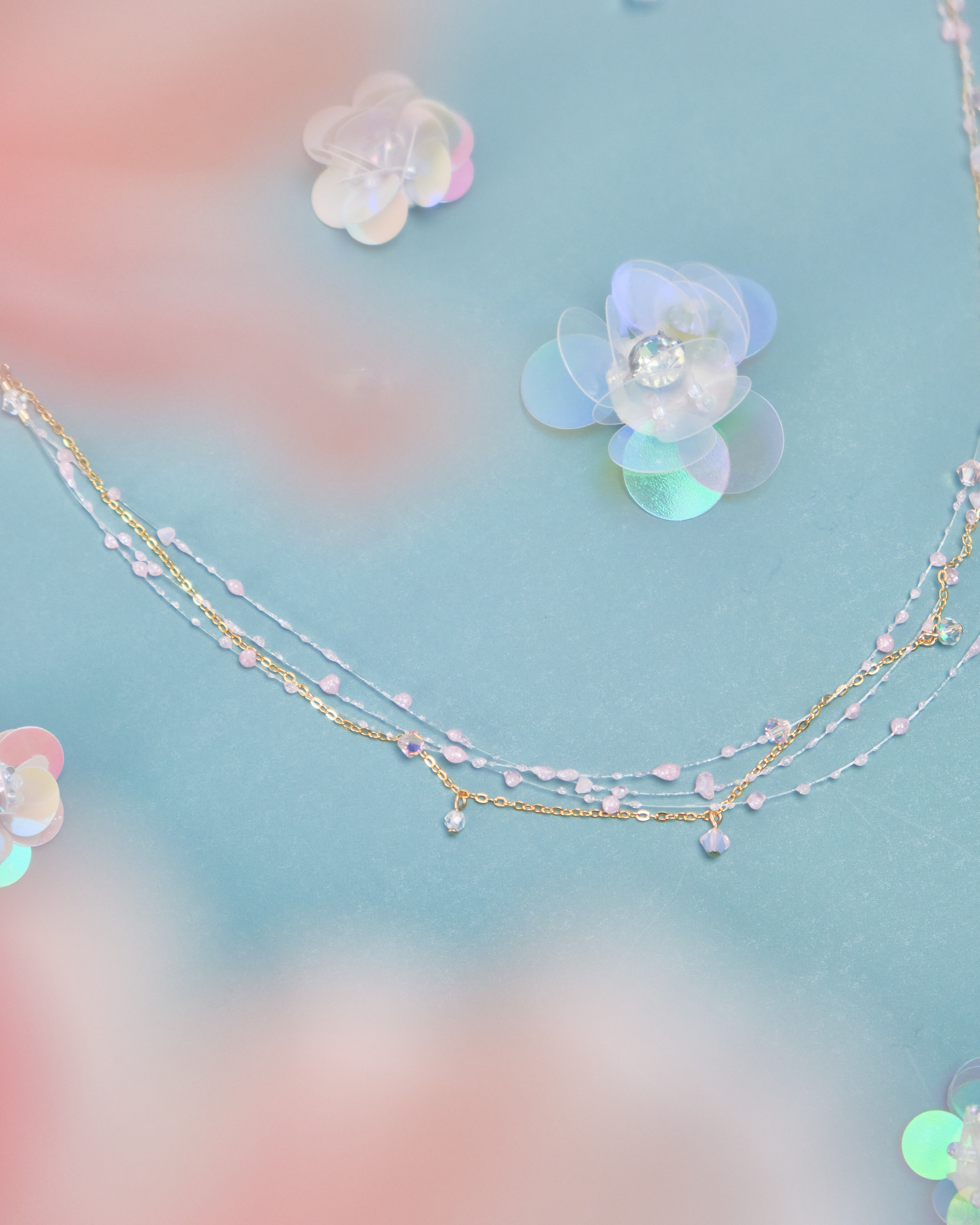 11694 樹脂幻彩露珠S925短頸鏈