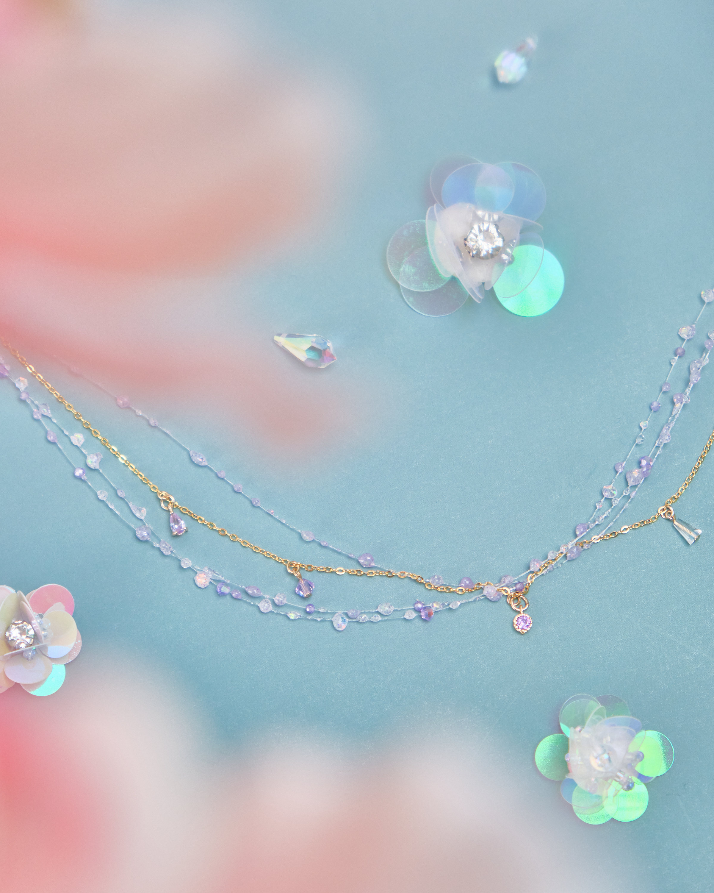 11693 樹脂幻彩露珠S925短頸鏈