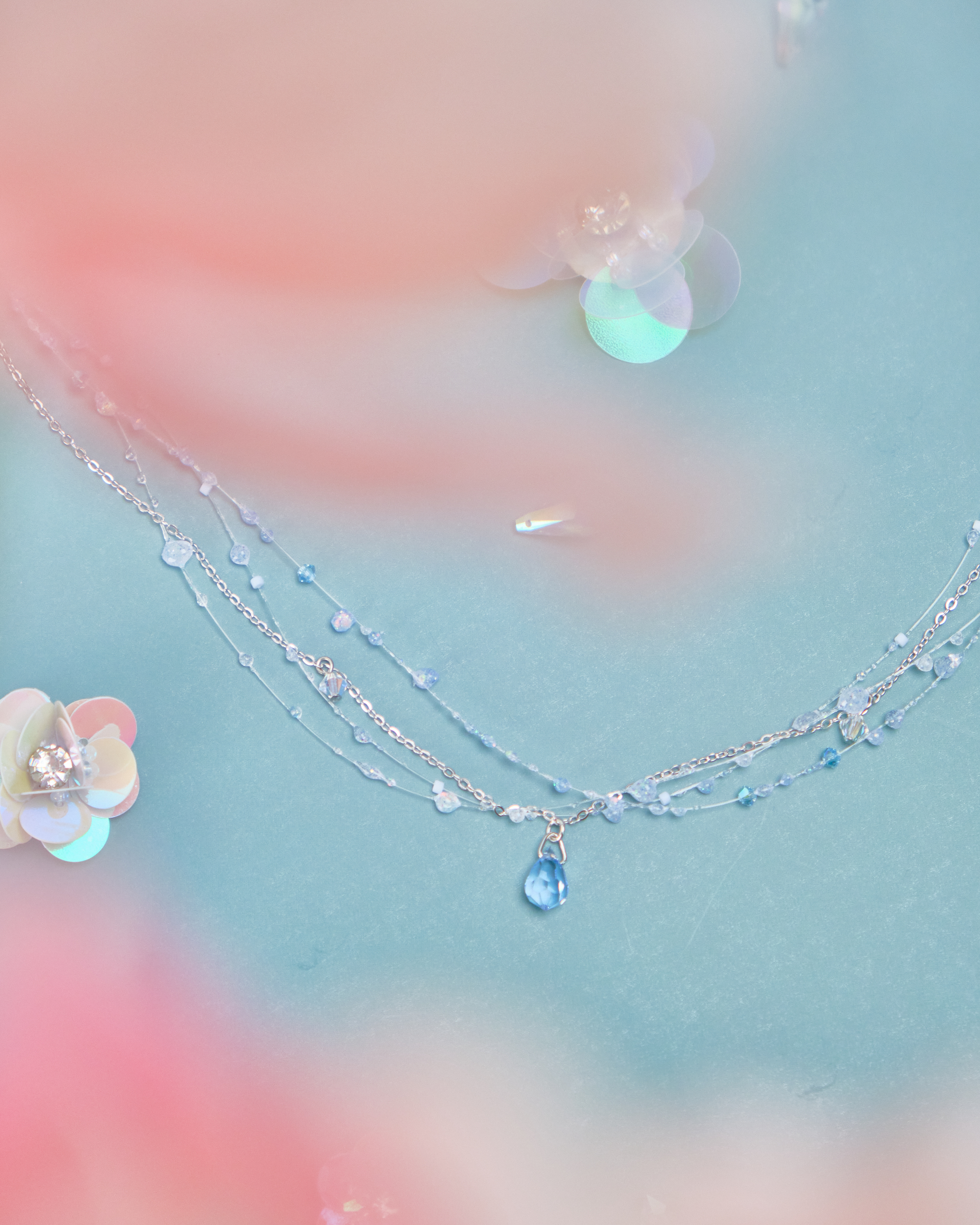 11695 Resin Colorful Dewdrop S925 Short Necklace