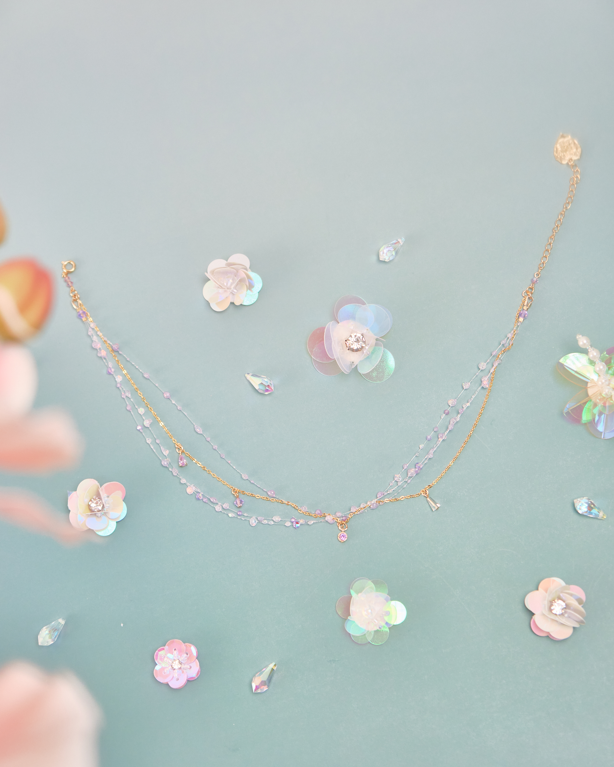 11693 樹脂幻彩露珠S925短頸鏈