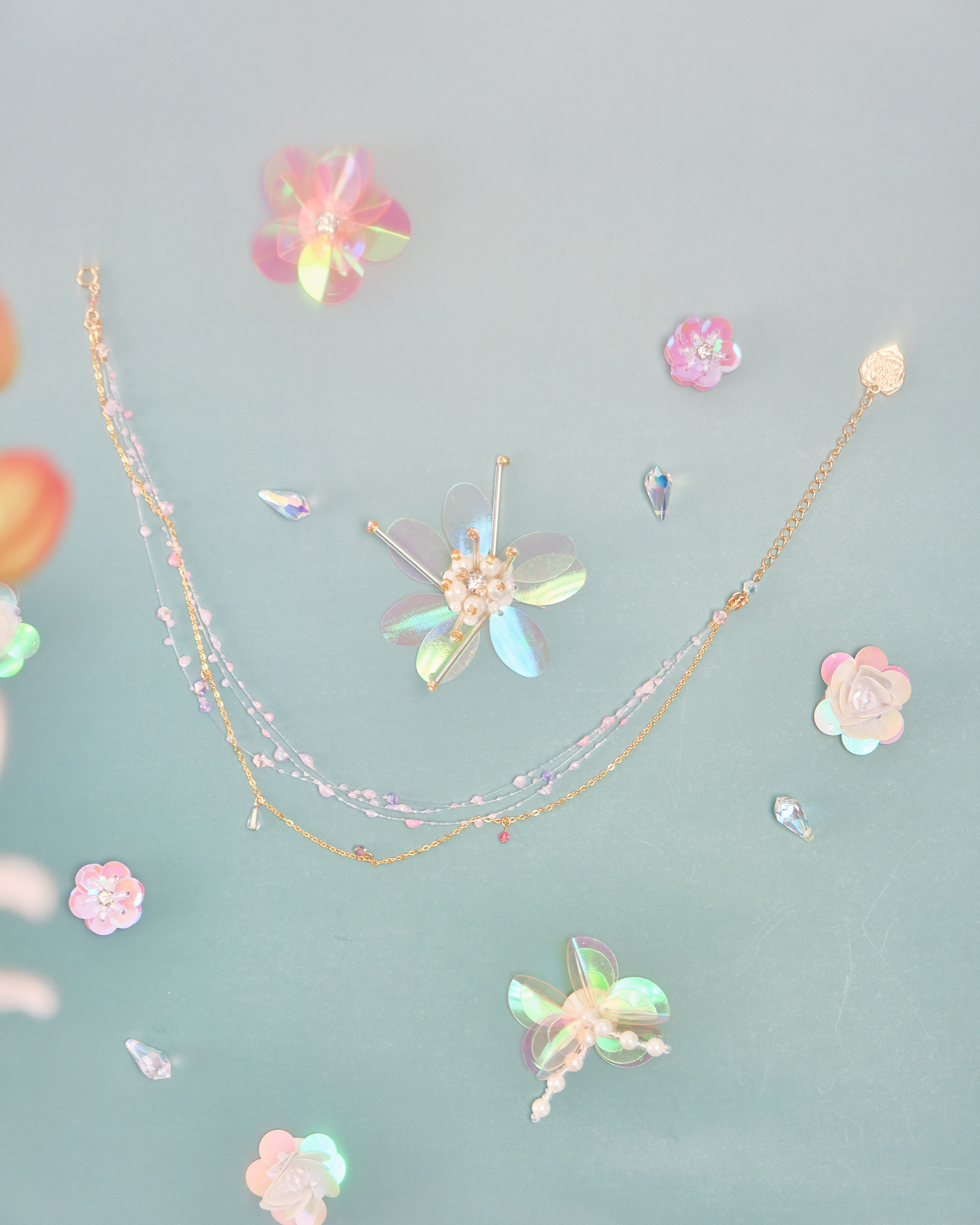 11696 樹脂幻彩露珠S925短頸鏈