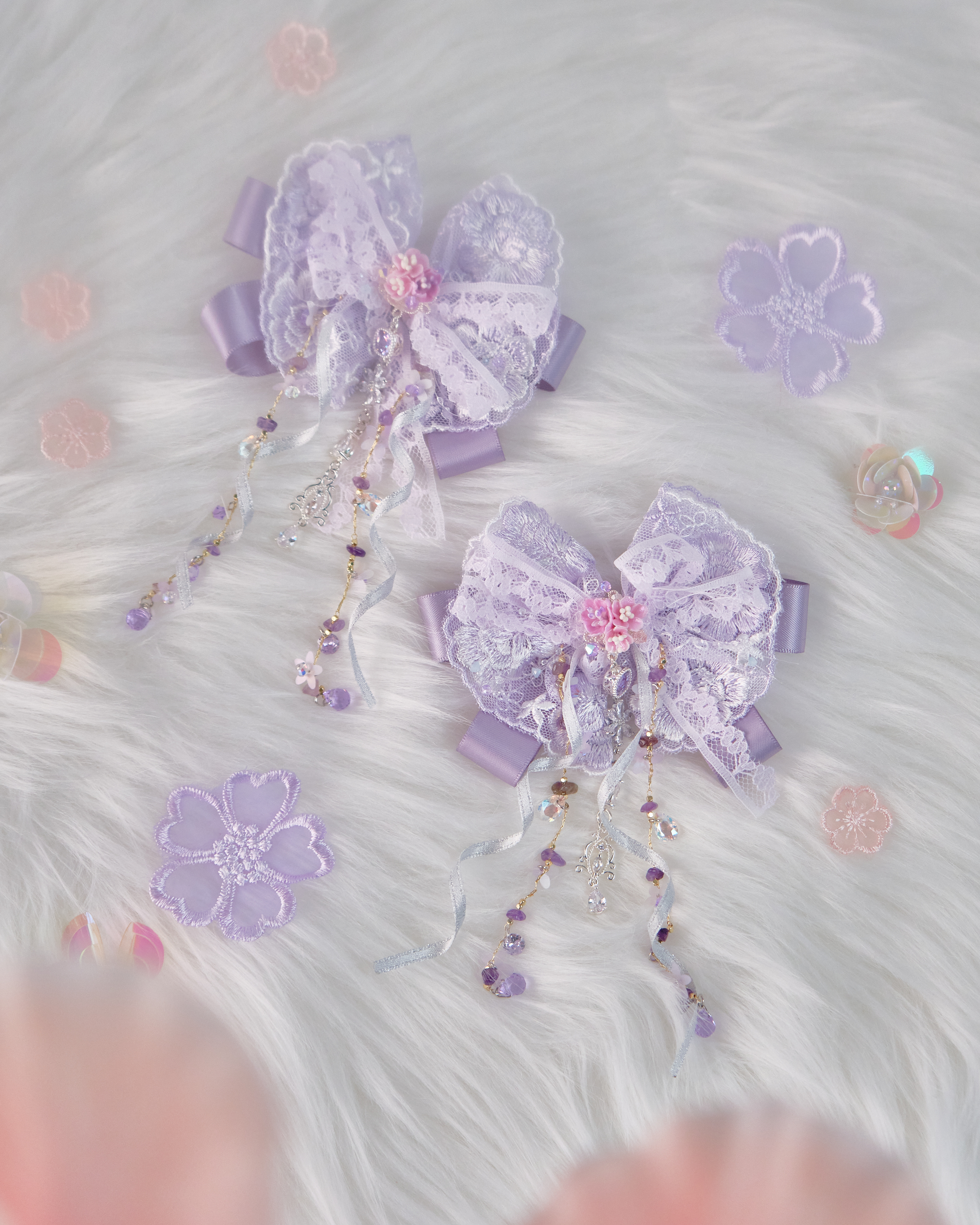 11712 露珠設計蕾絲蝴蝶給髮夾套裝