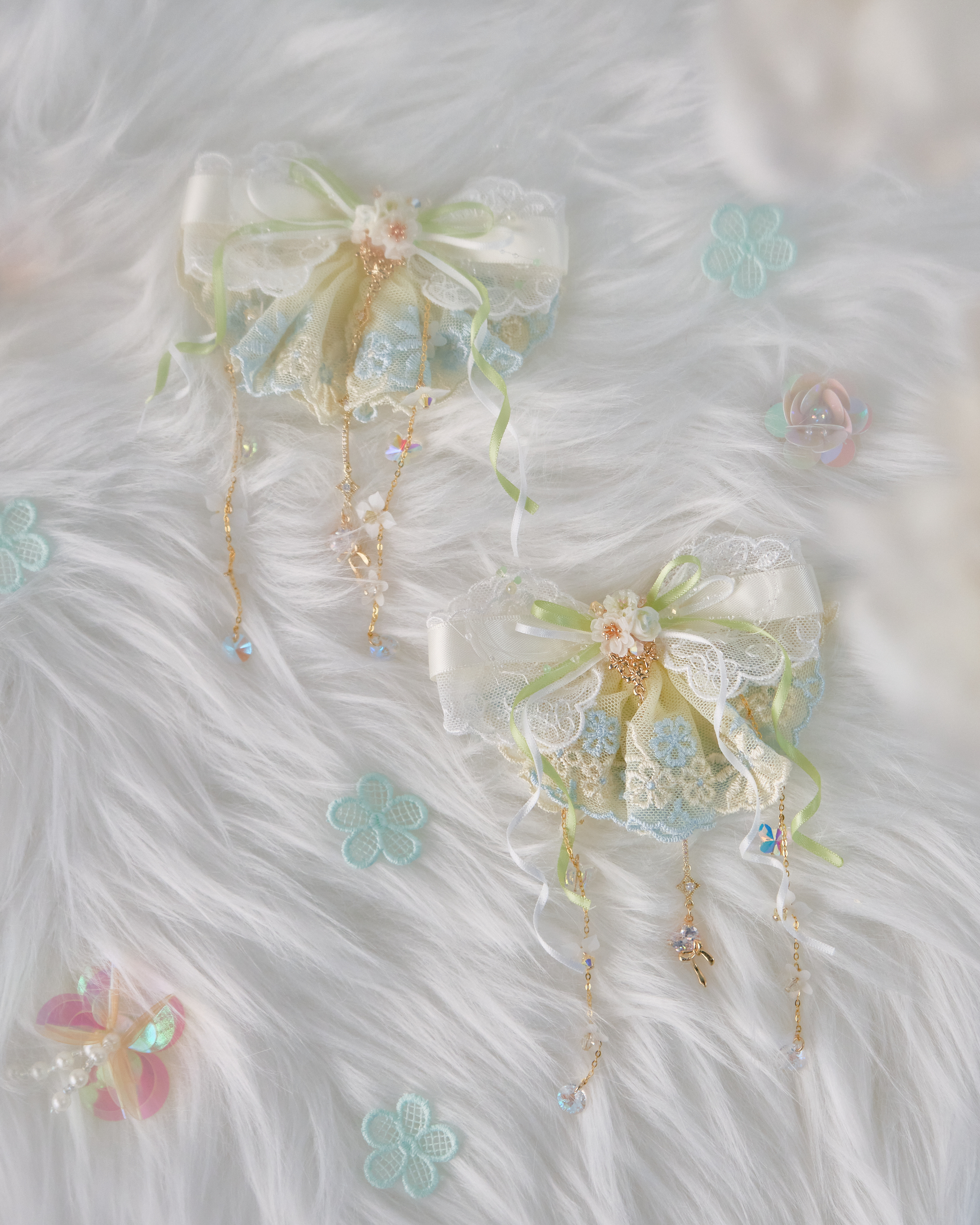 11713 露珠設計蕾絲蝴蝶給髮夾套裝