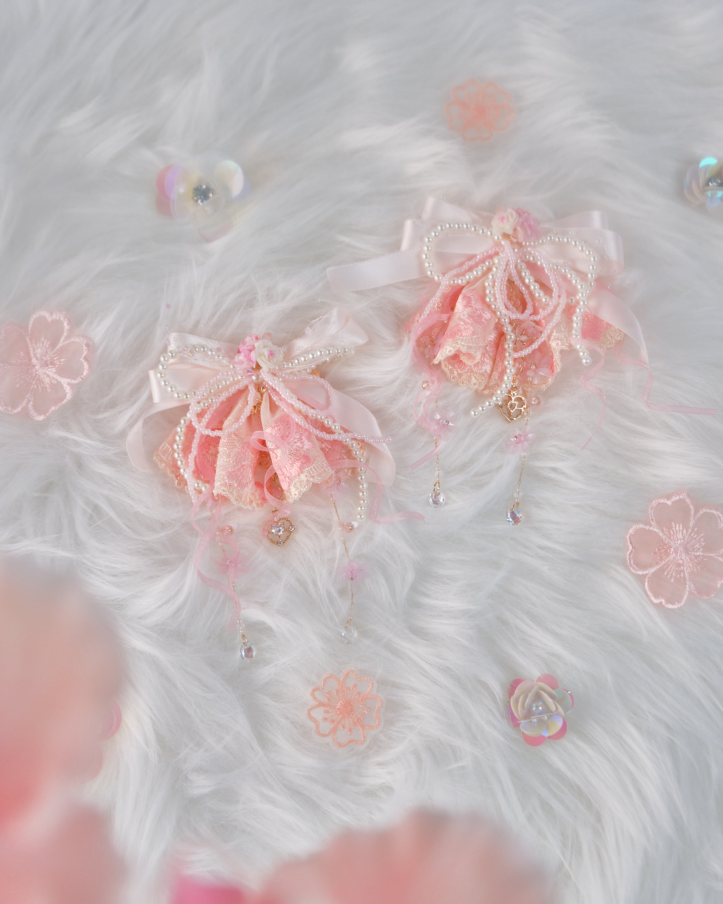 11714 露珠設計蕾絲蝴蝶給髮夾套裝