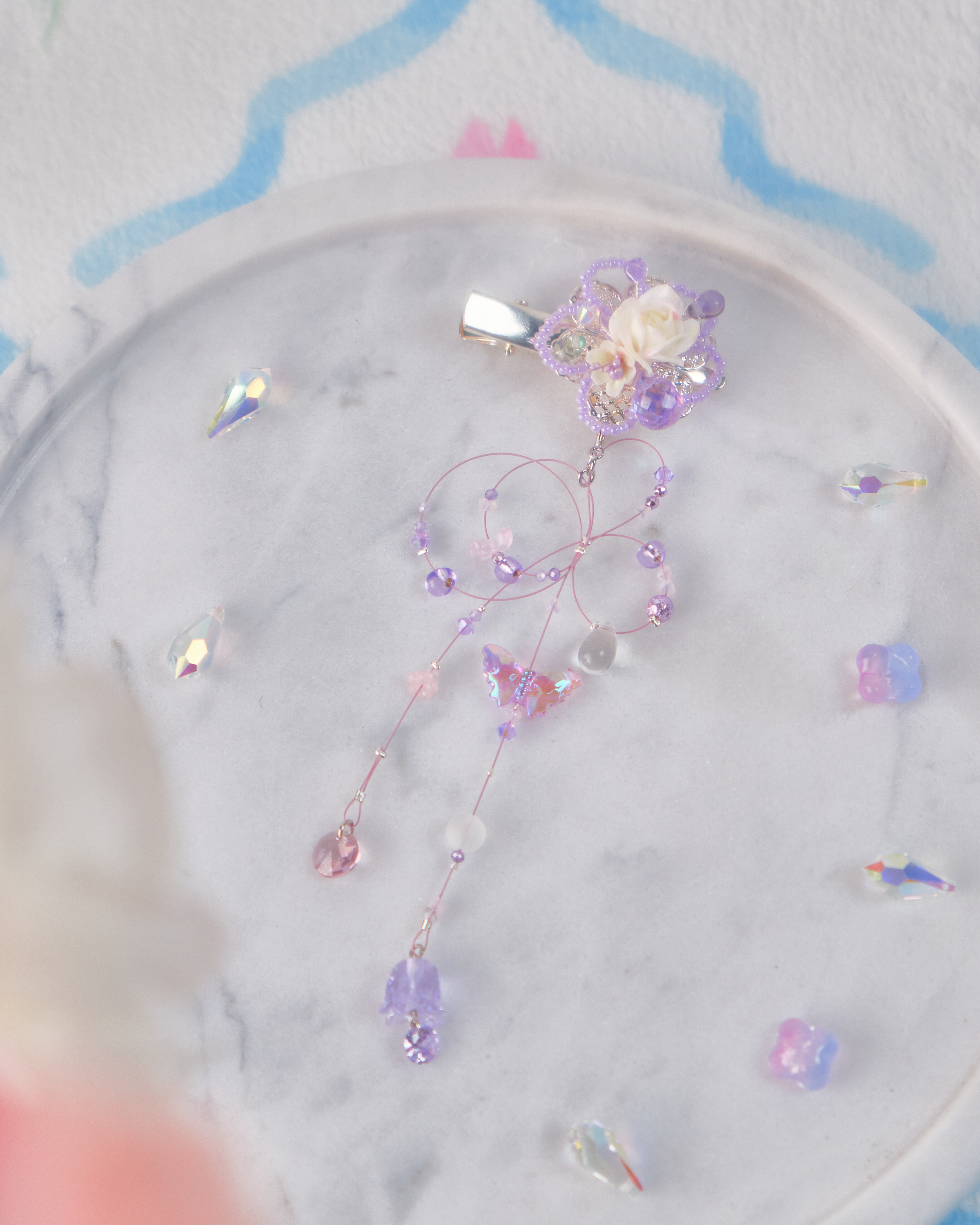 11715 蜻蜓點水串珠吊墜髮夾