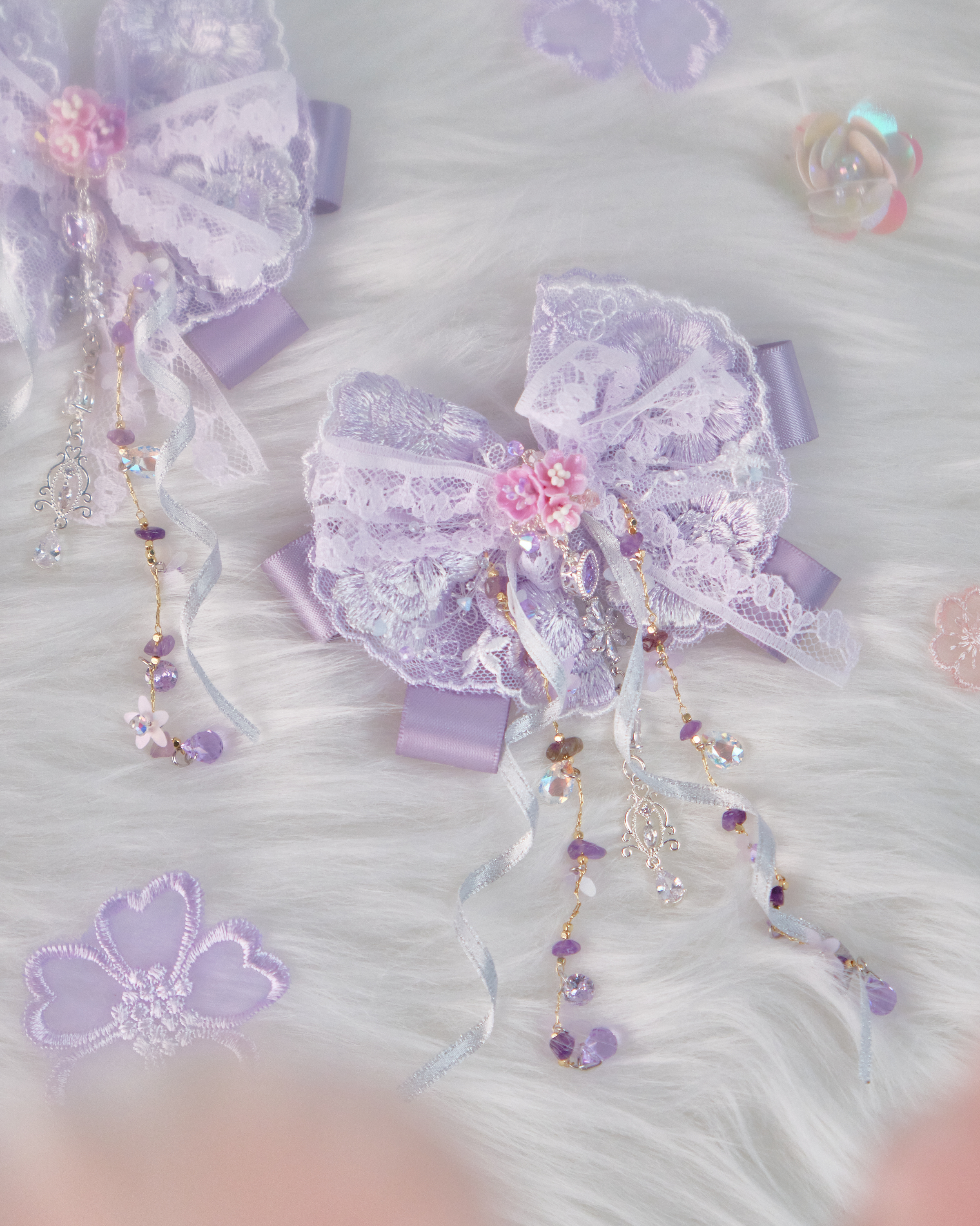 11712 露珠設計蕾絲蝴蝶給髮夾套裝