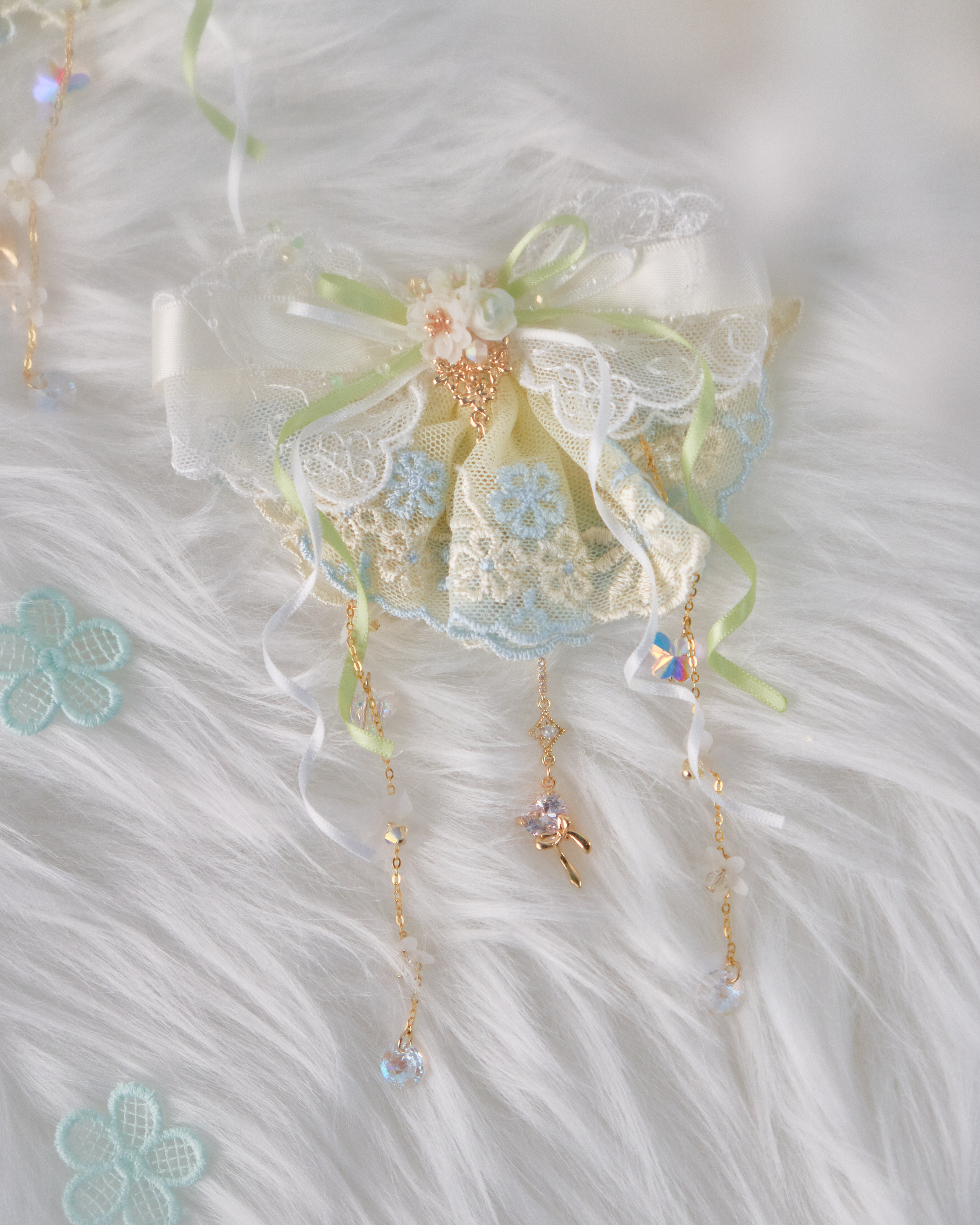 11713 露珠設計蕾絲蝴蝶給髮夾套裝