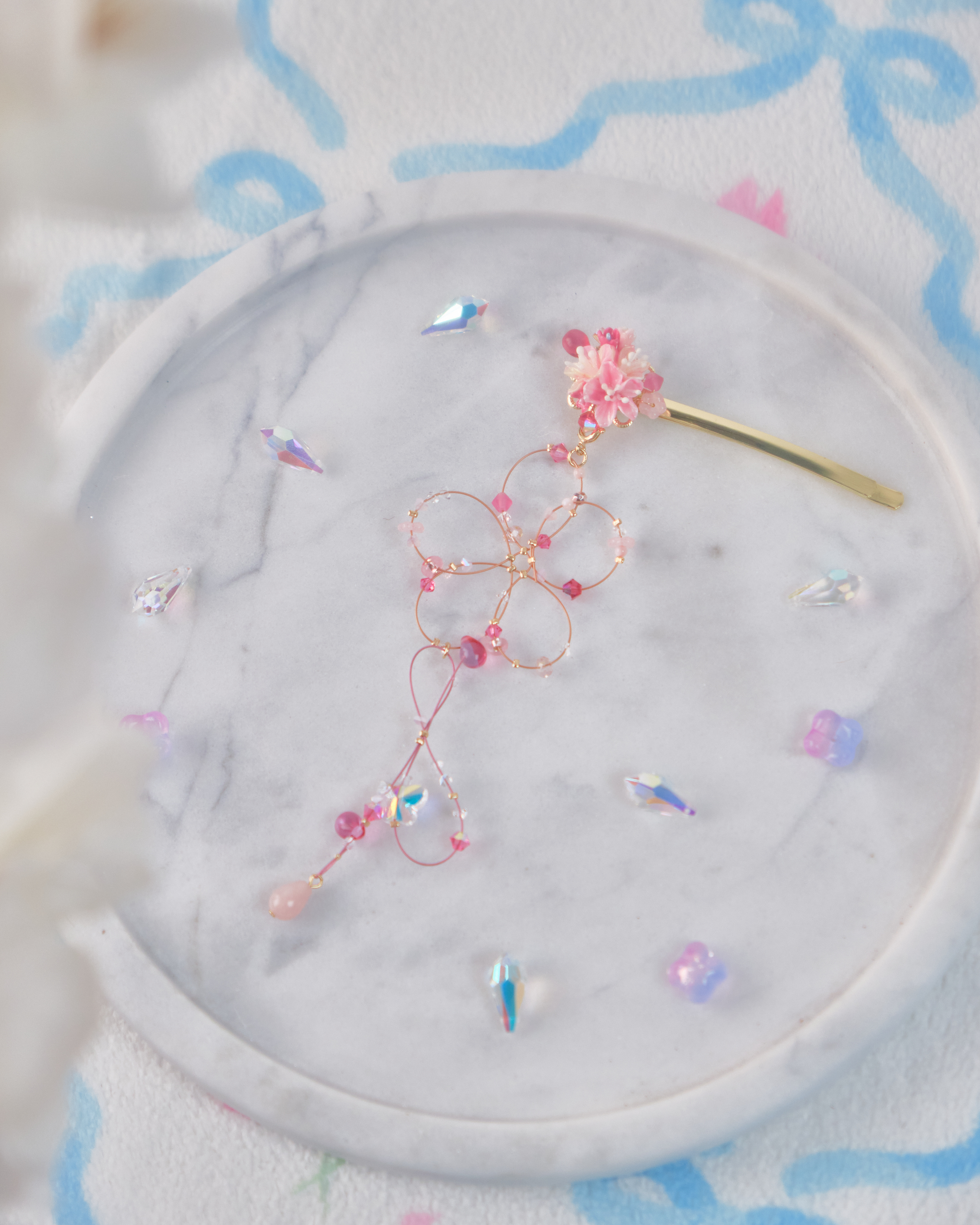 11717 蜻蜓點水串珠吊墜髮夾