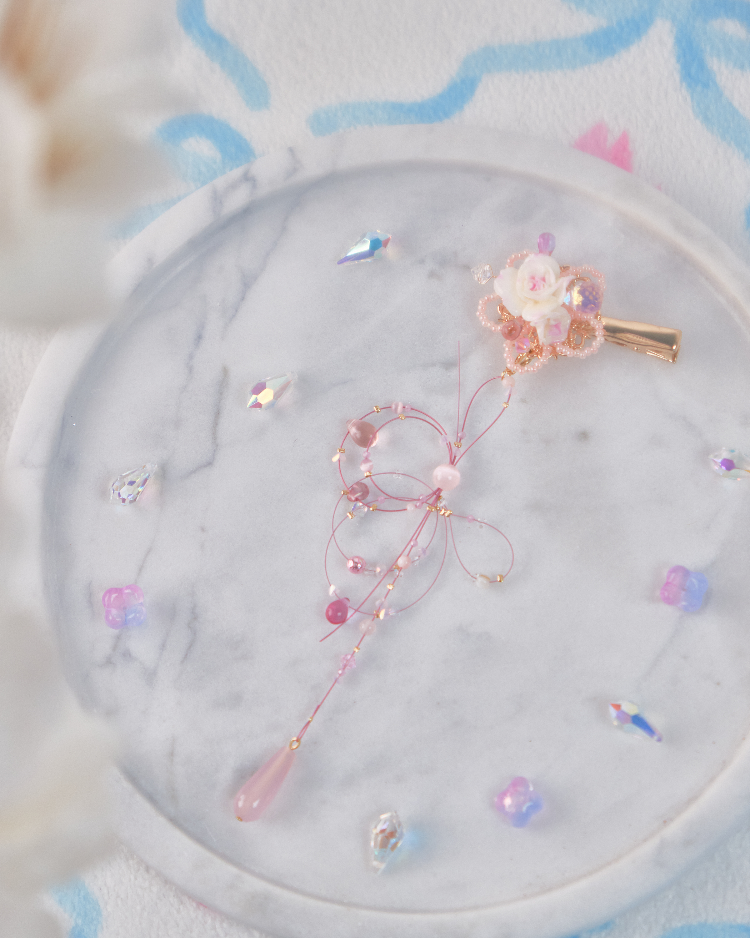 11718 蜻蜓點水串珠吊墜髮夾