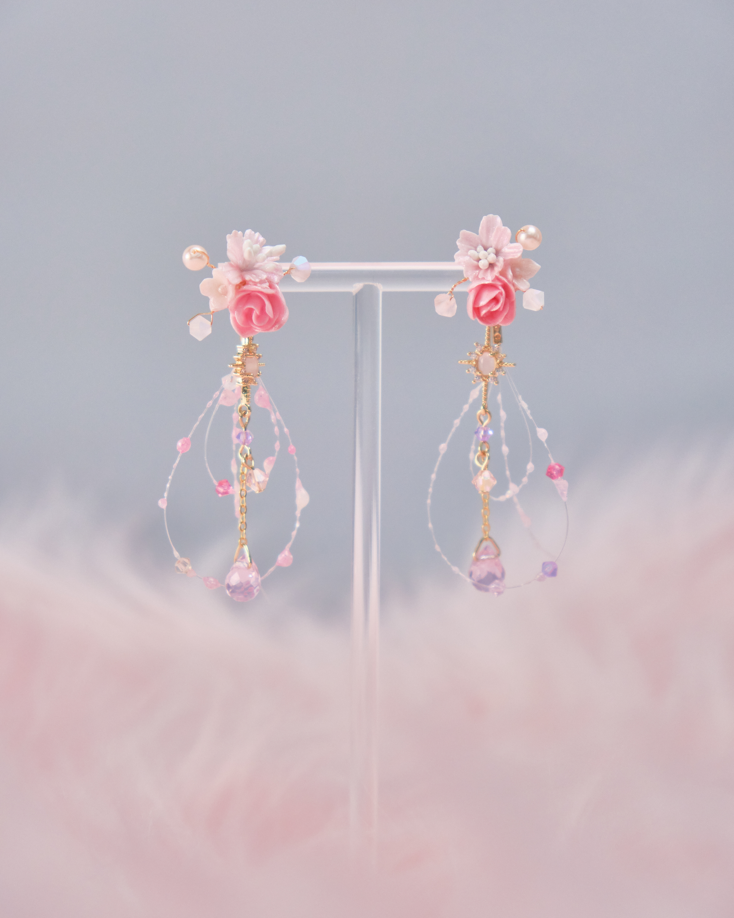 11720 樹脂幻彩露珠S925短耳環